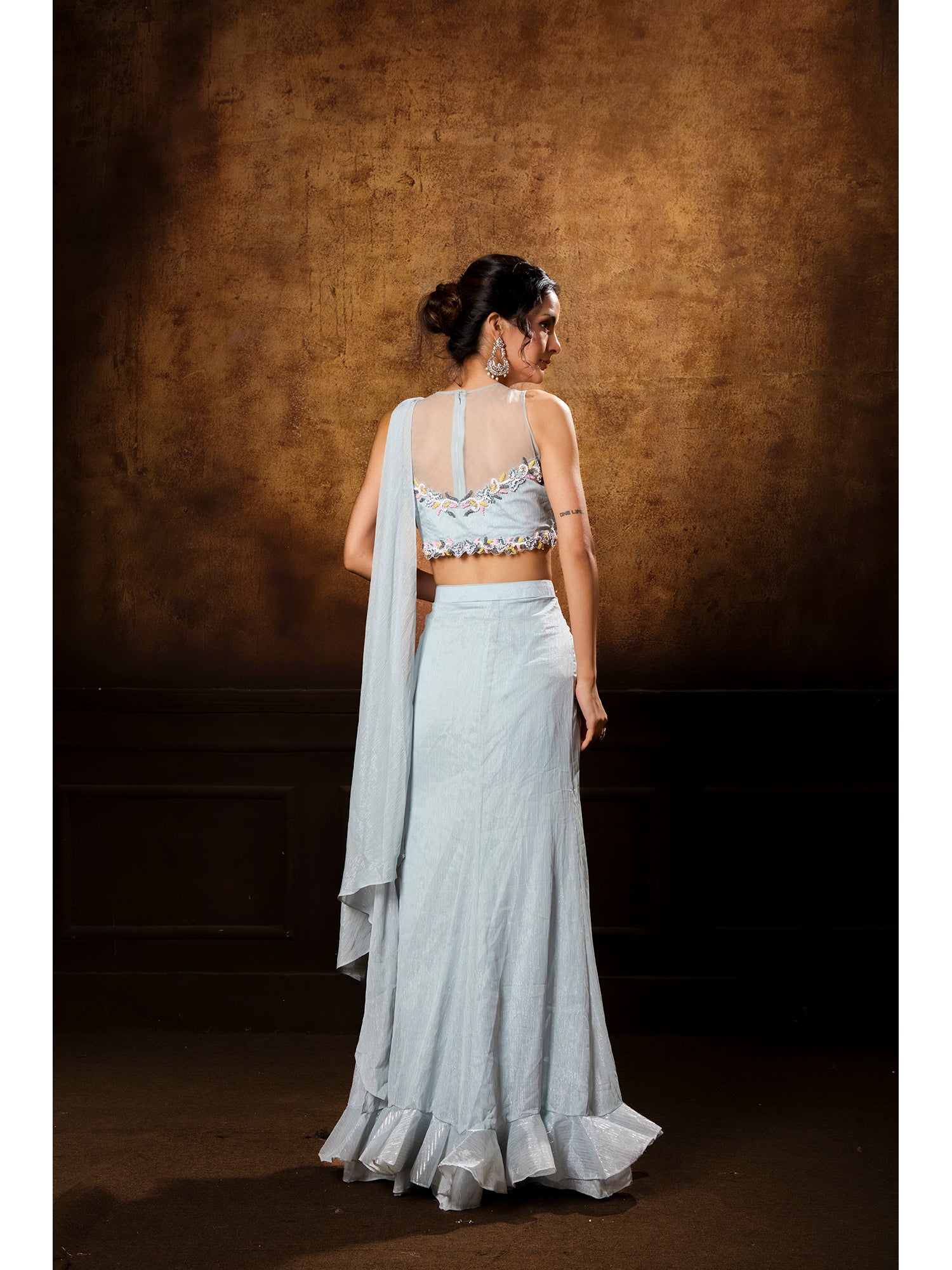 Grey Designer Exclusive Handmade Drape Saree