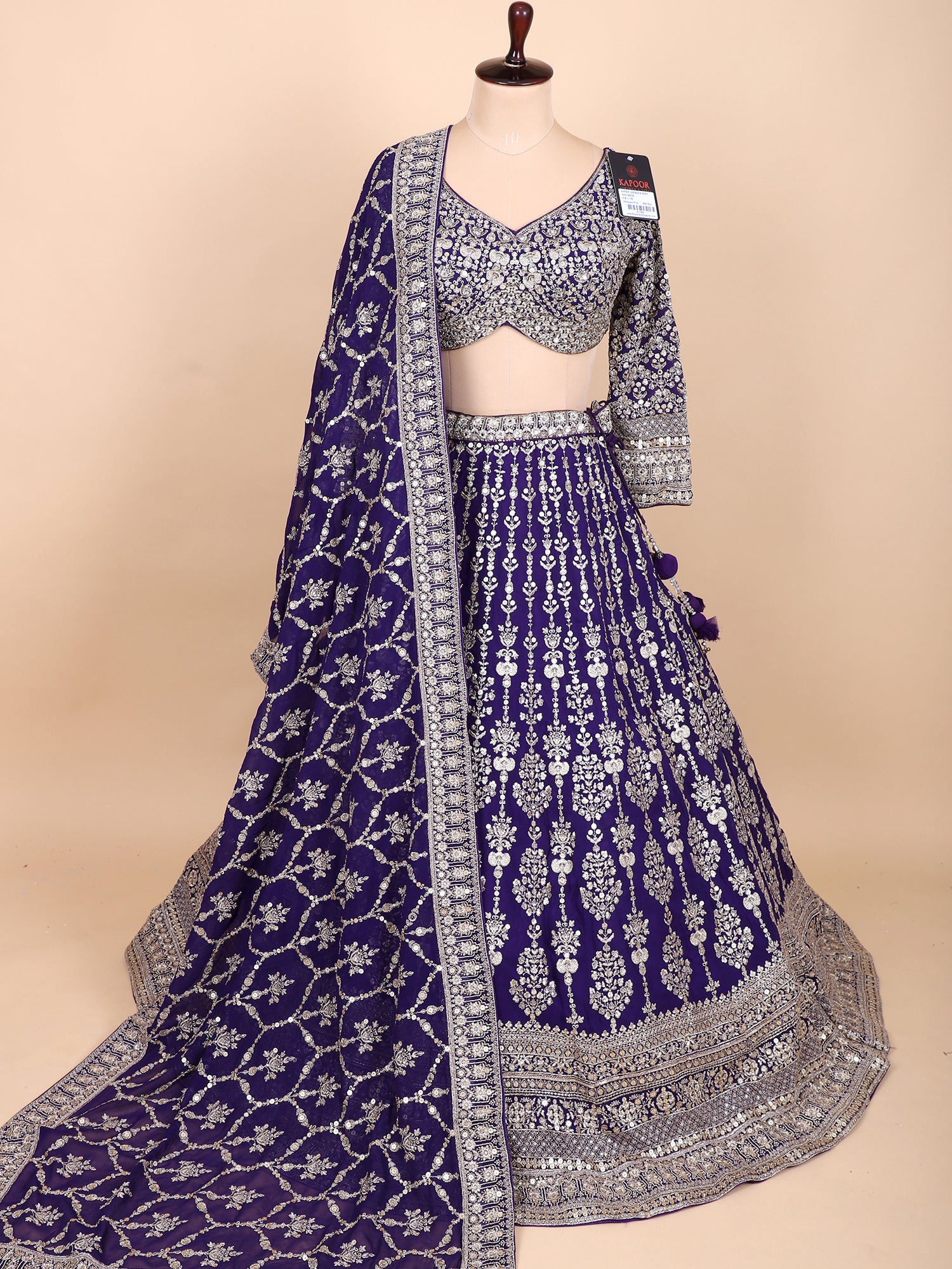 Regal Dark Purple Lehenga With Handwork And Dupatta