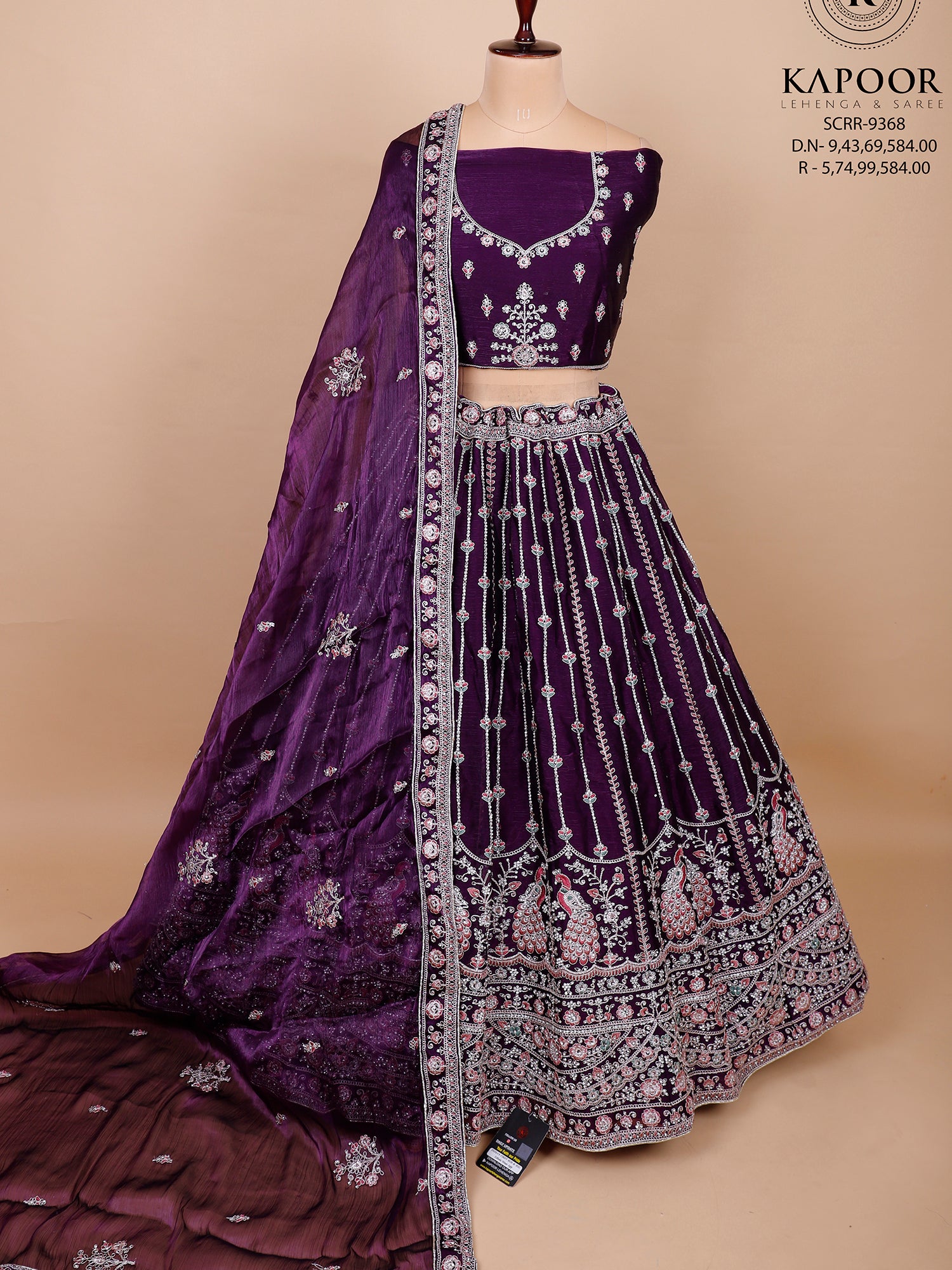 Dark Purple Bridal Jarkan Lehenga