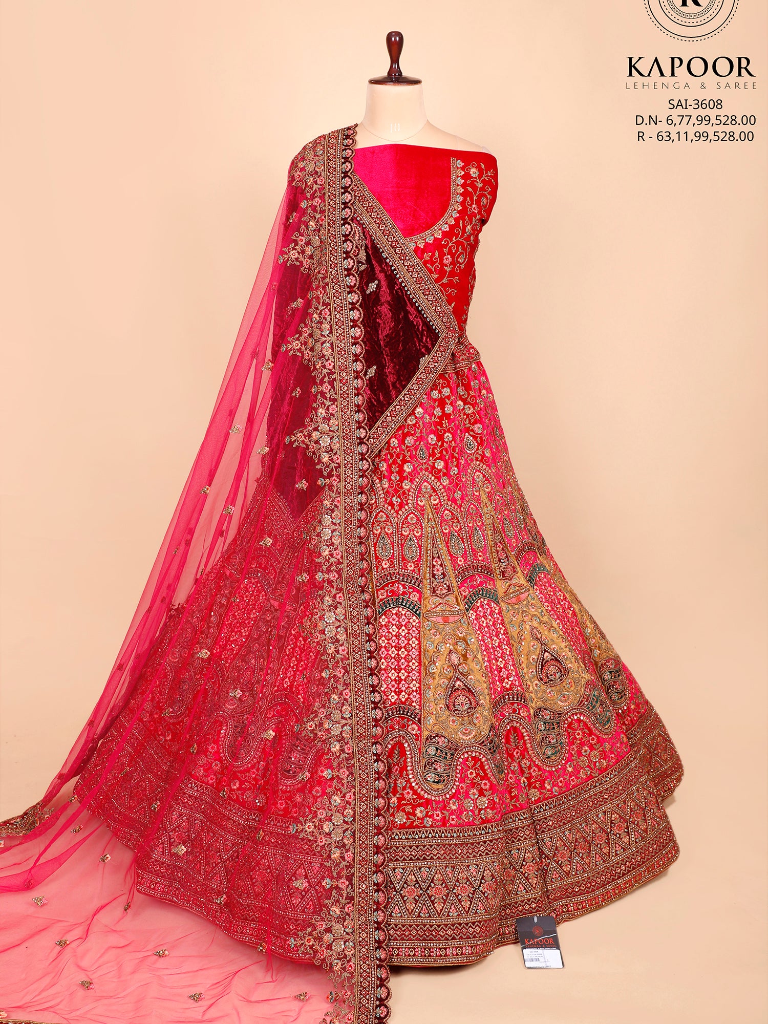 Velvet Lehenga With Colourful Embroidery