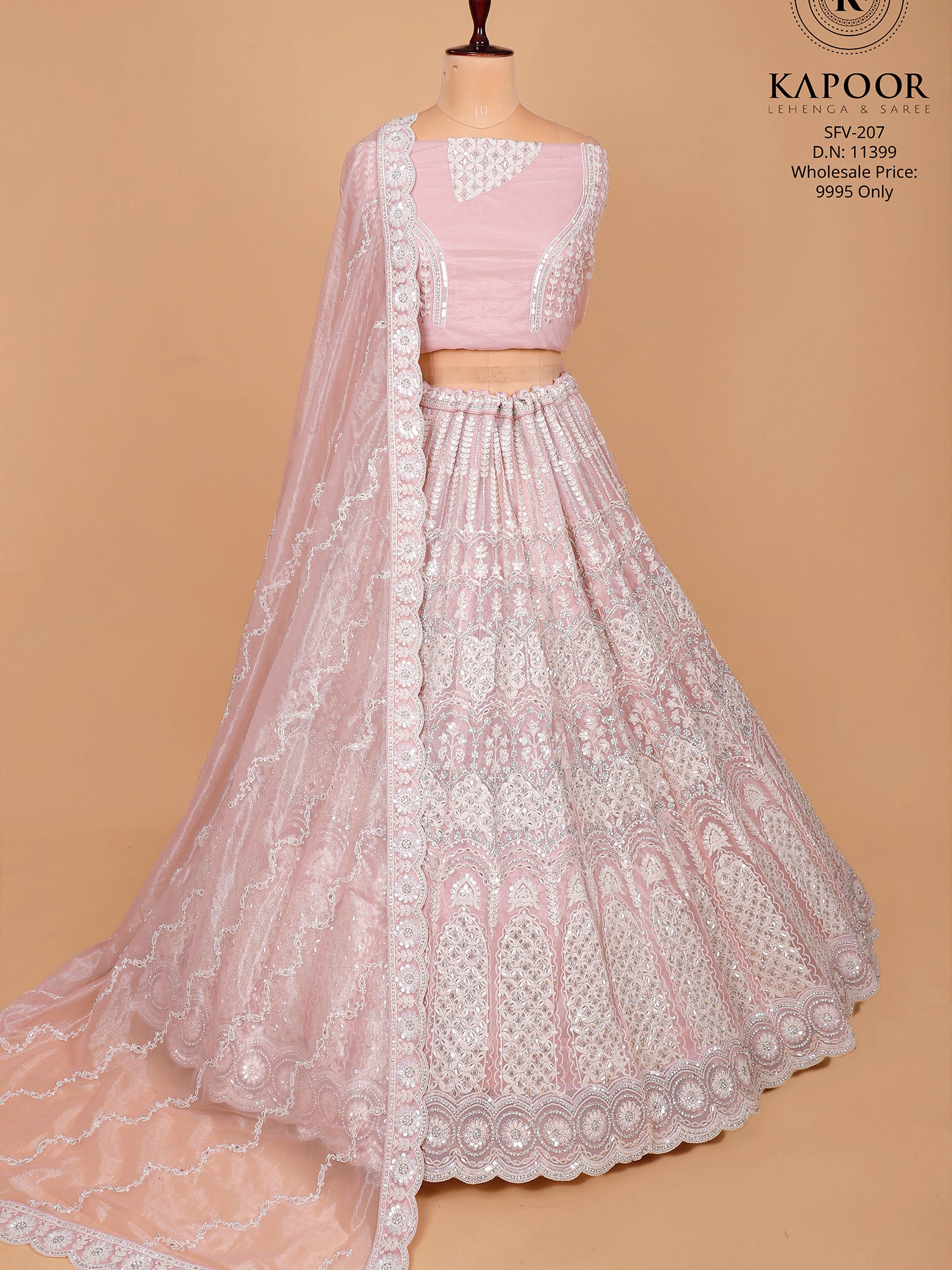 Pink Net Sider Lehenga