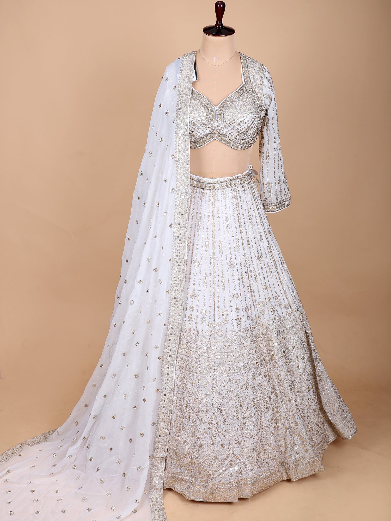 Ivory White Lehenga With Luxe Jarkan Handwork