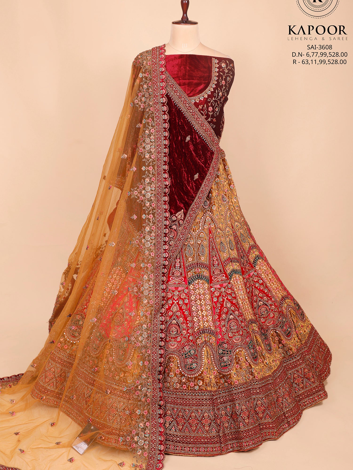 Multi Velvet Lehenga With Multicolour