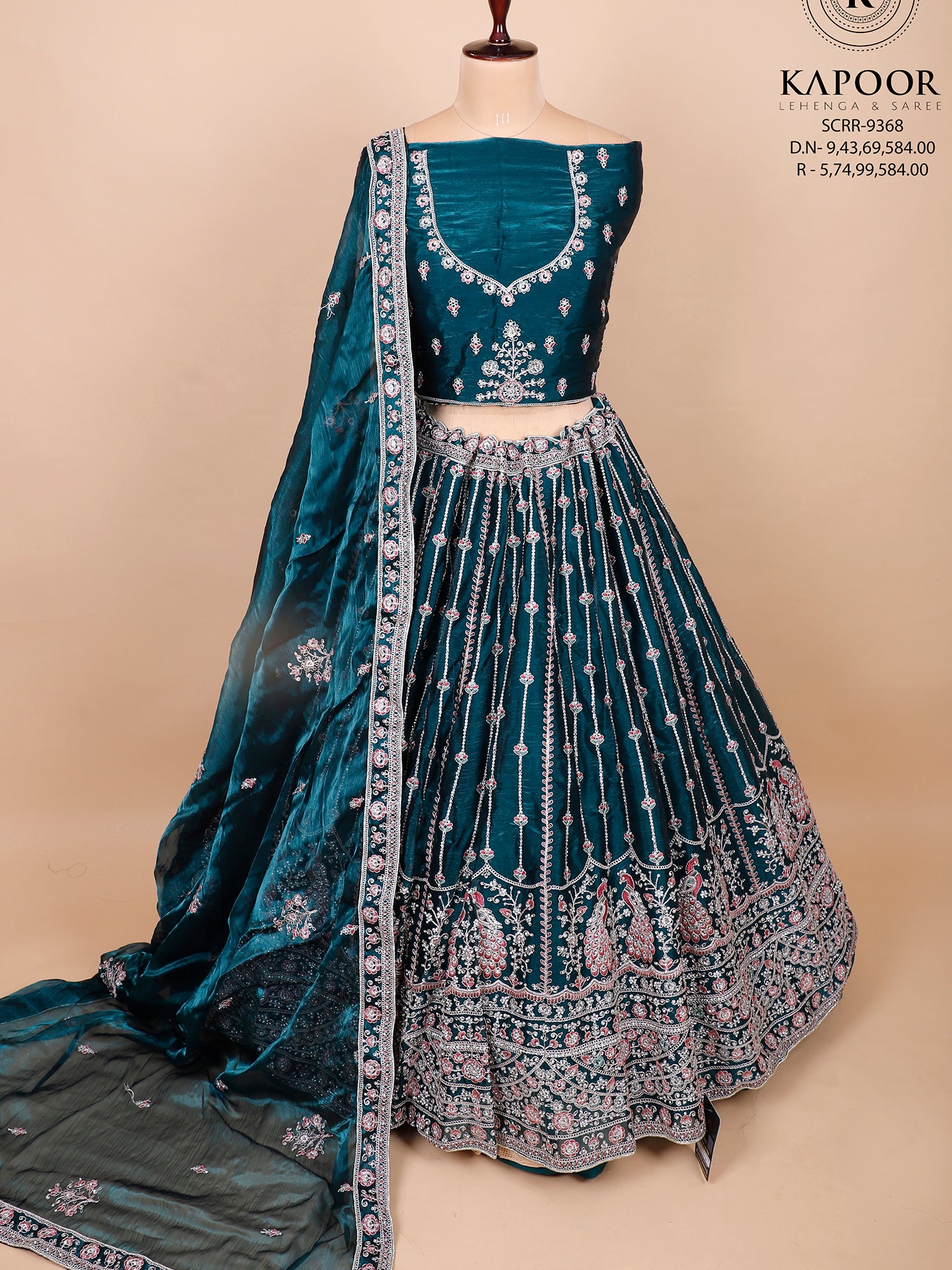 Dark Firozi Embroidered Lehenga With Jarkan