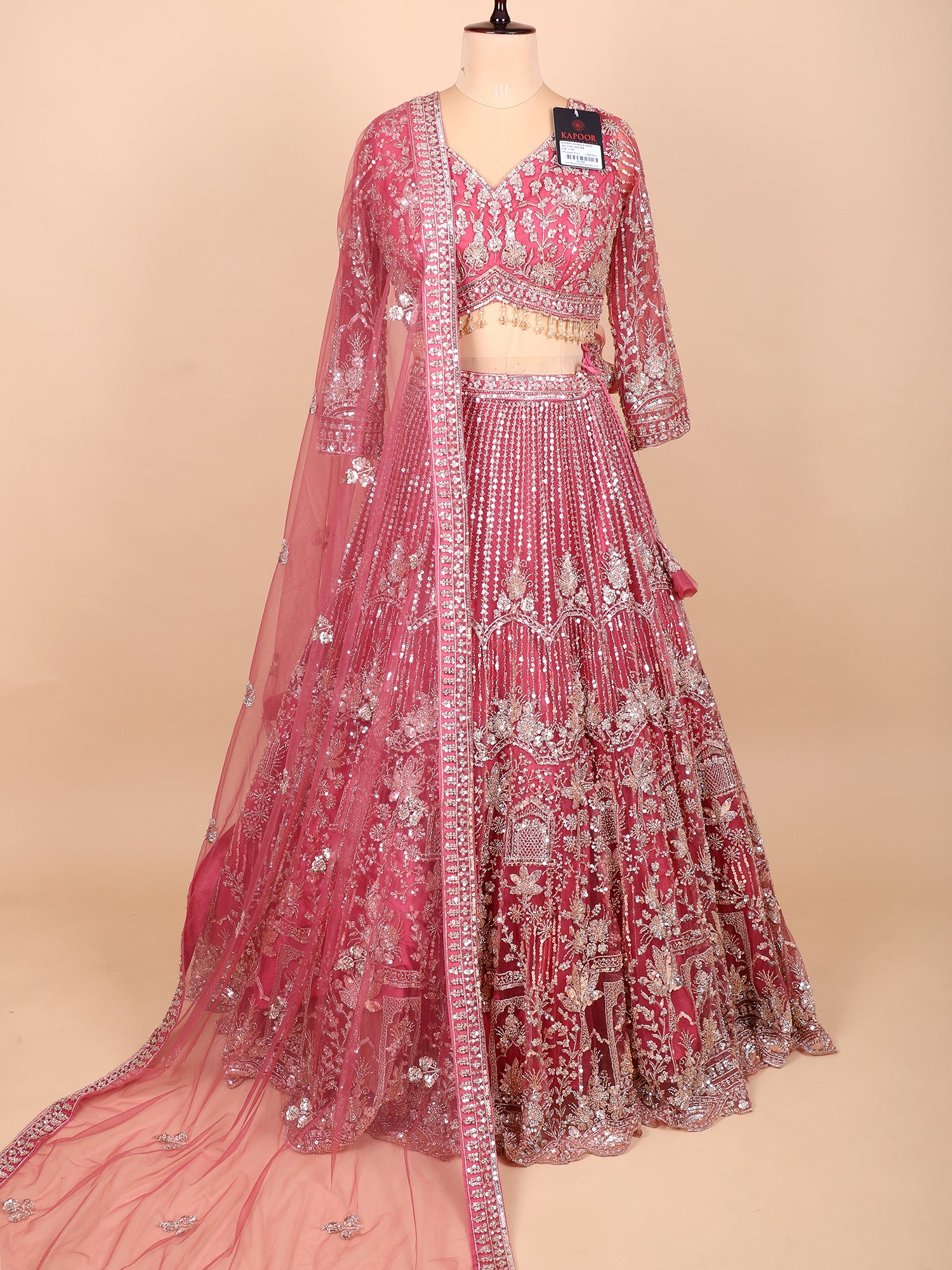 Baby Pink Lehenga With Glasscut Embellishments