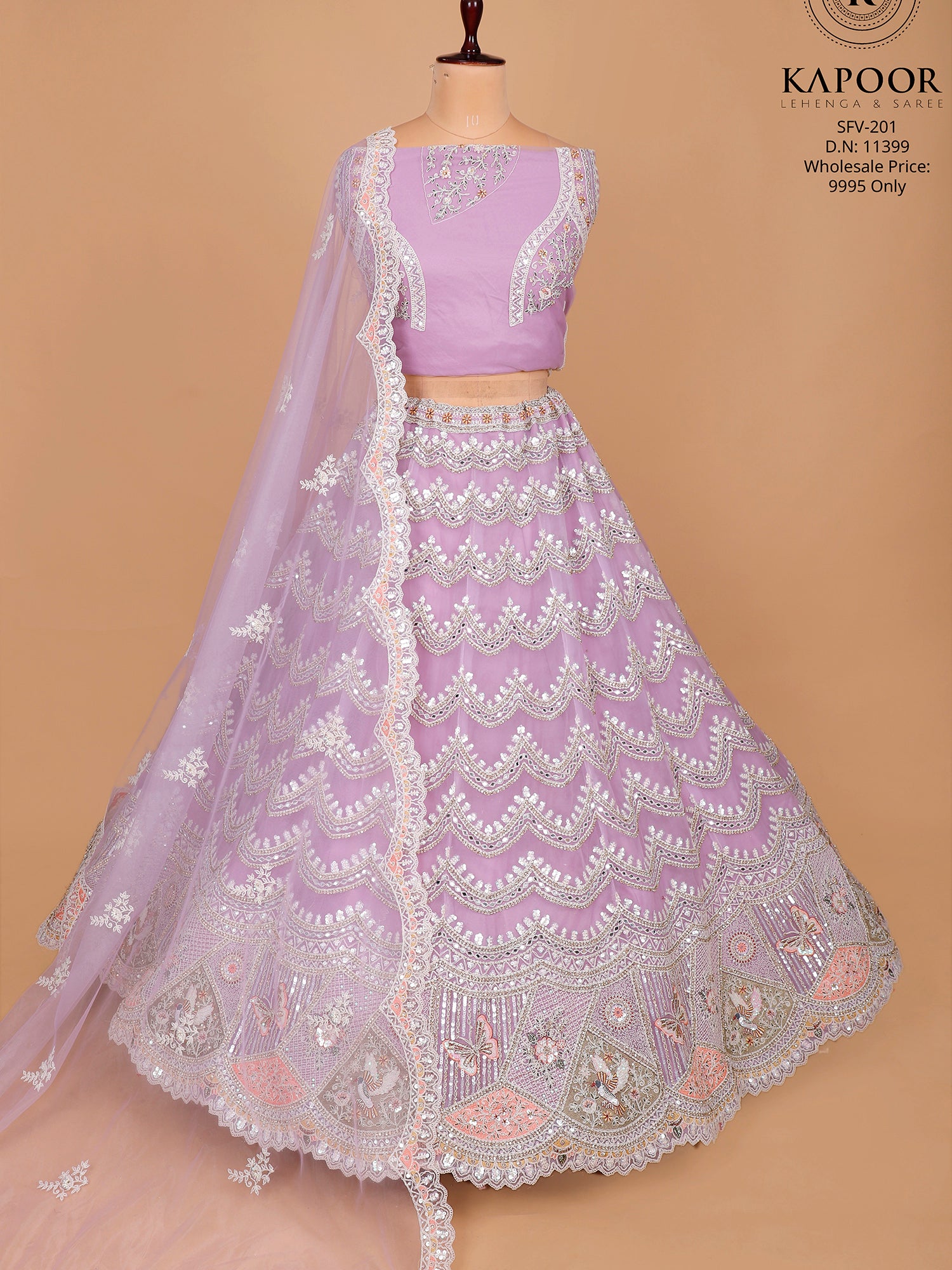 Pink Net Lehenga With Embroiderry