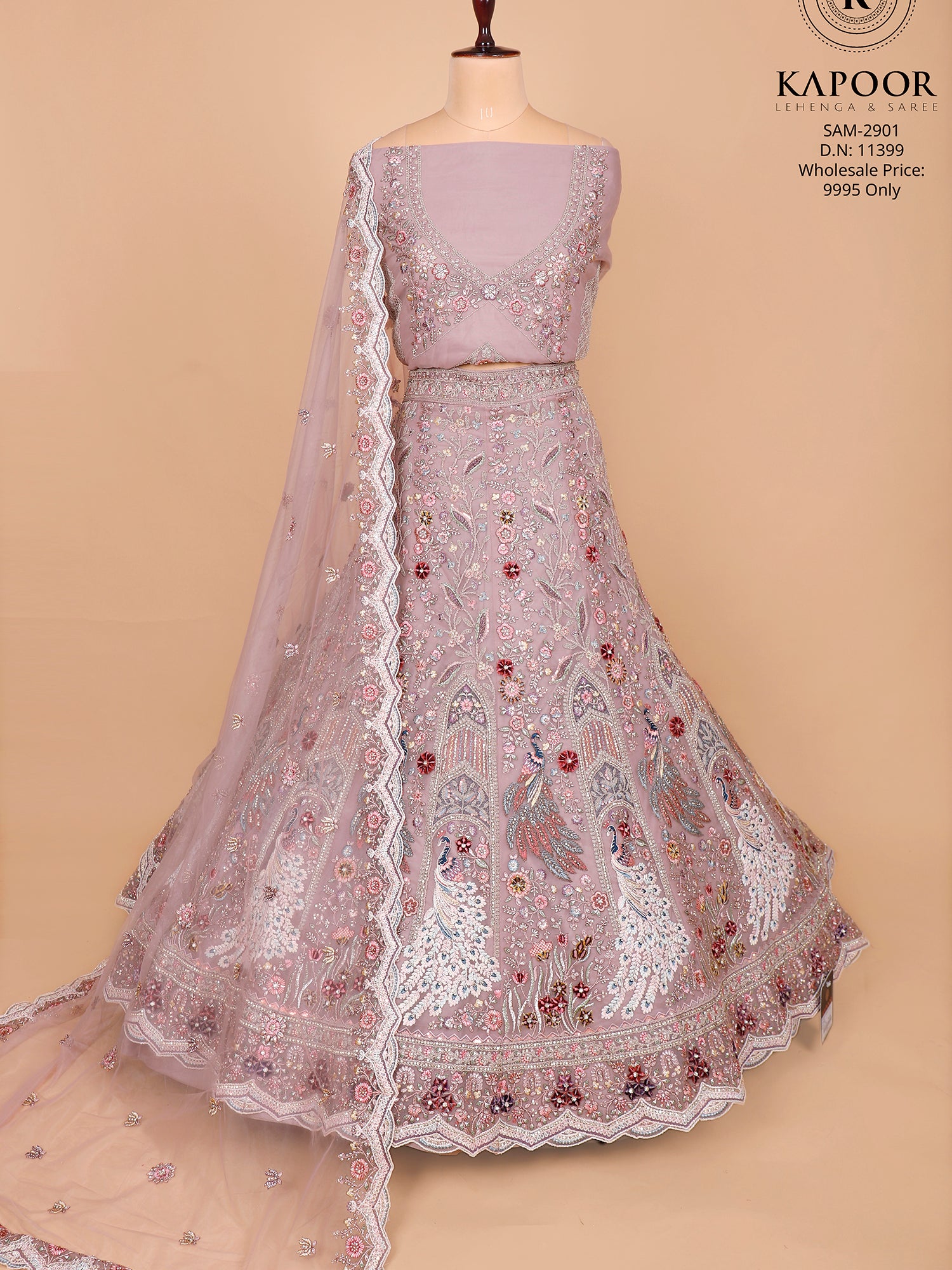 Onion Pink Net Lehenga With Sequins