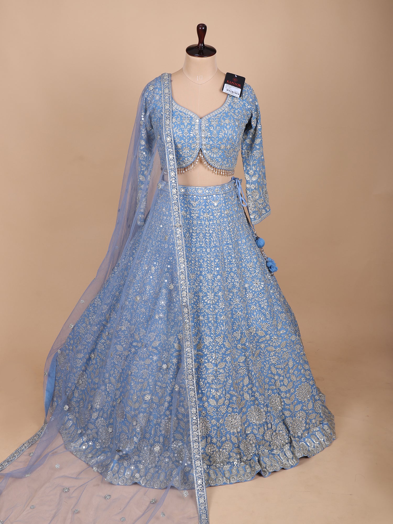 Light Blue Georgette Lehenga With Hand Embroidery