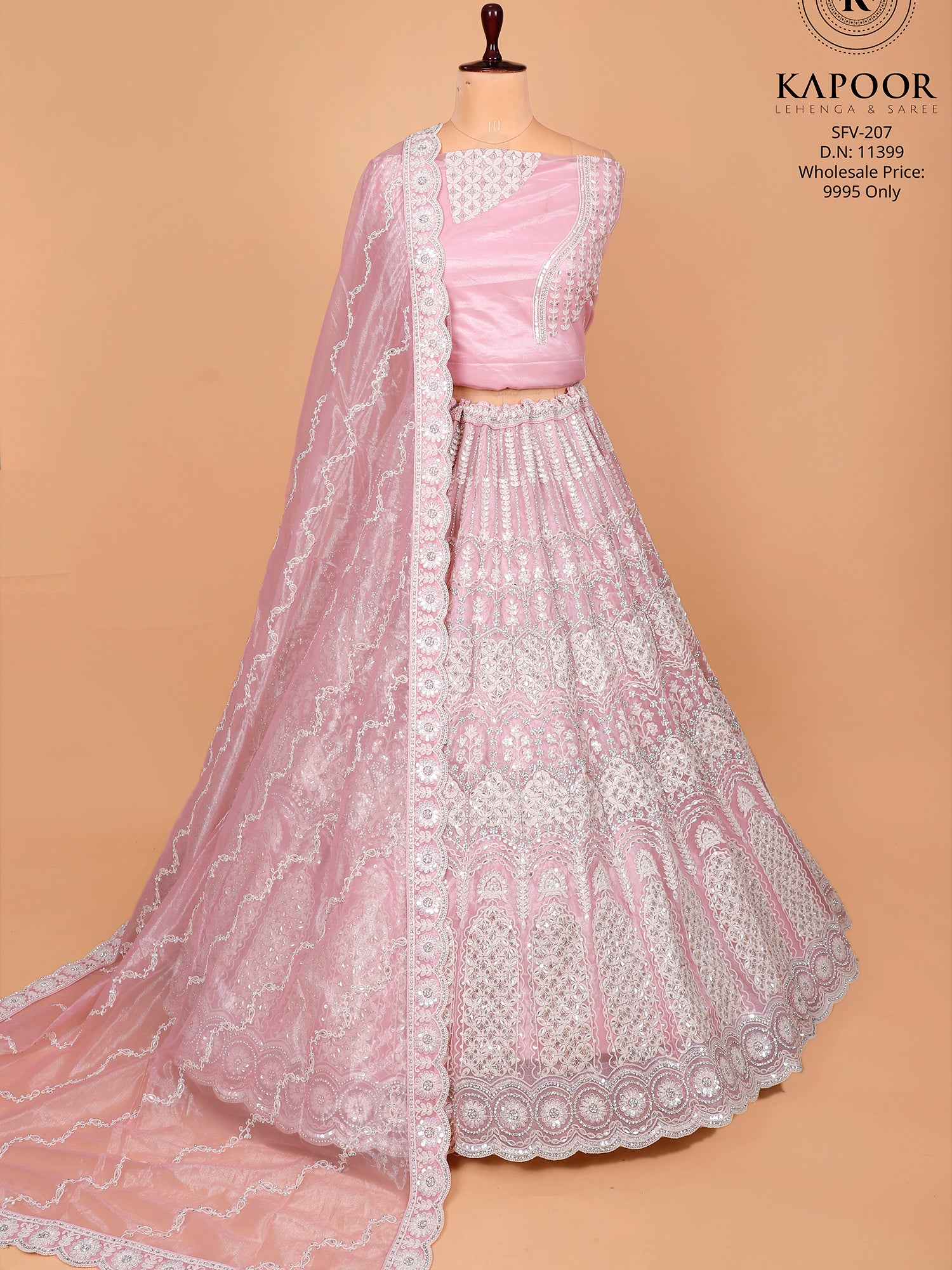 Baby Pink Net Sider Lehenga