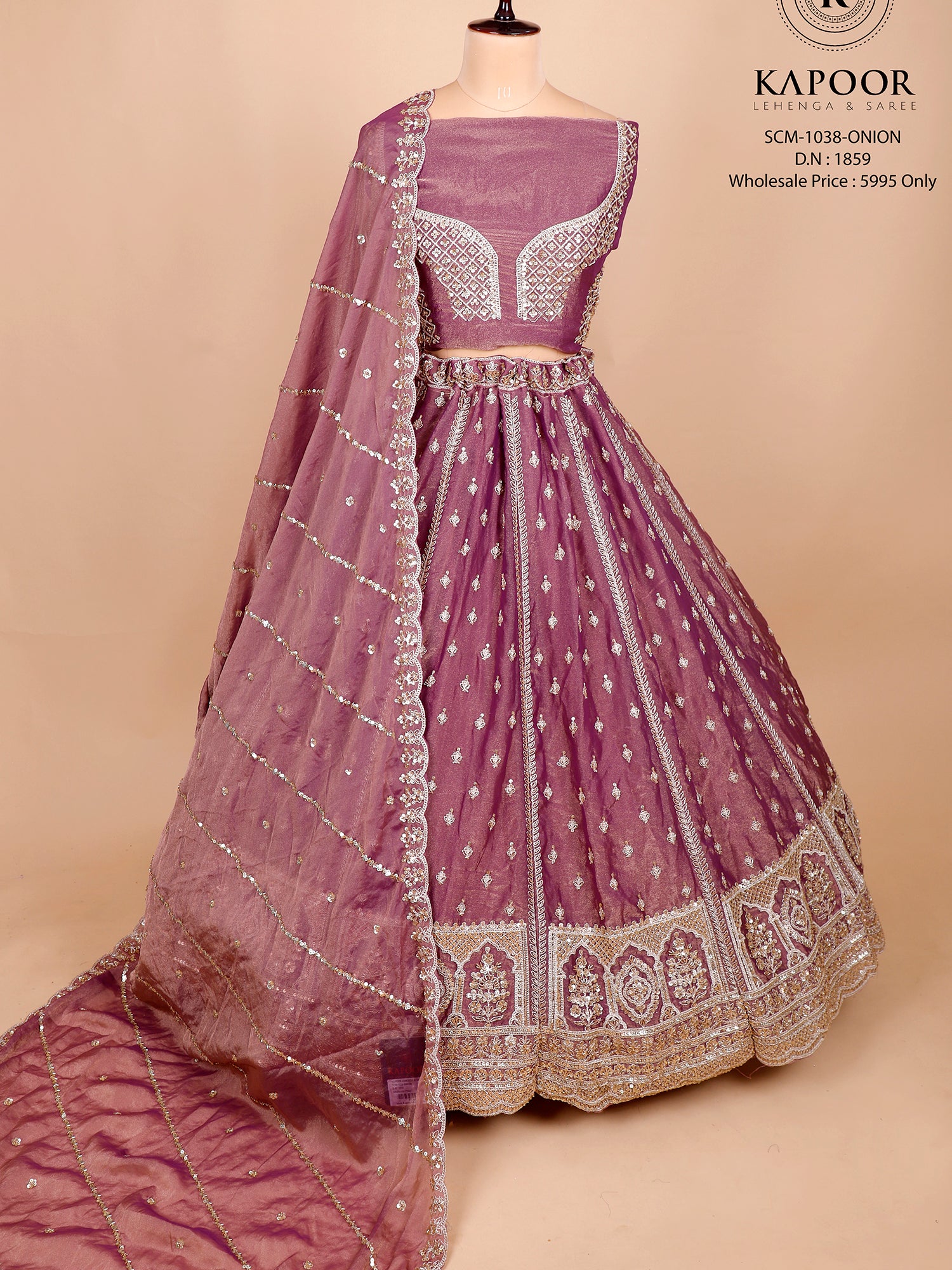 Light Purple Bridal Lehenga With Hand Embroidery