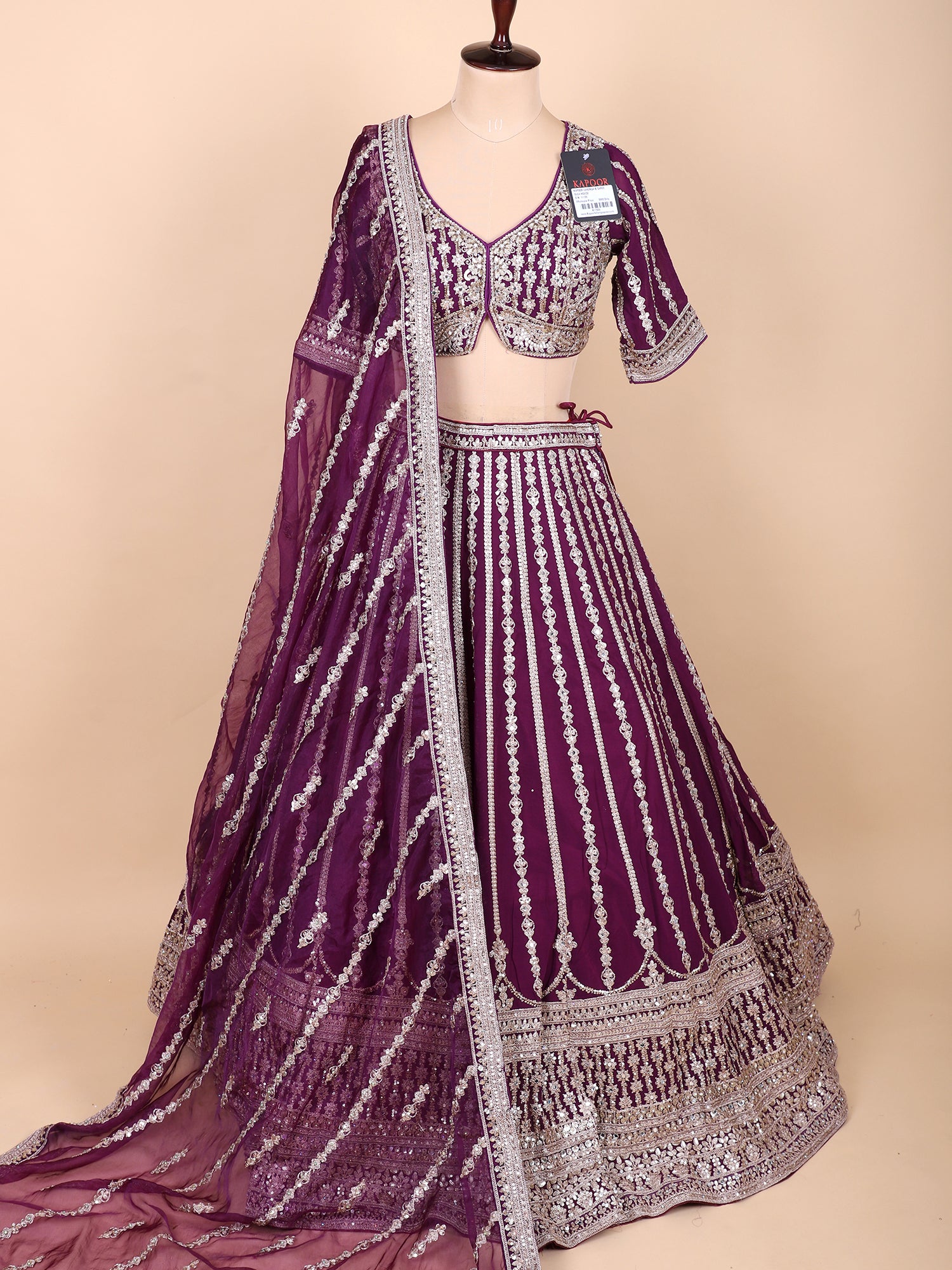 Elegant Dark Maroon Threadwork Lehenga For Weddings