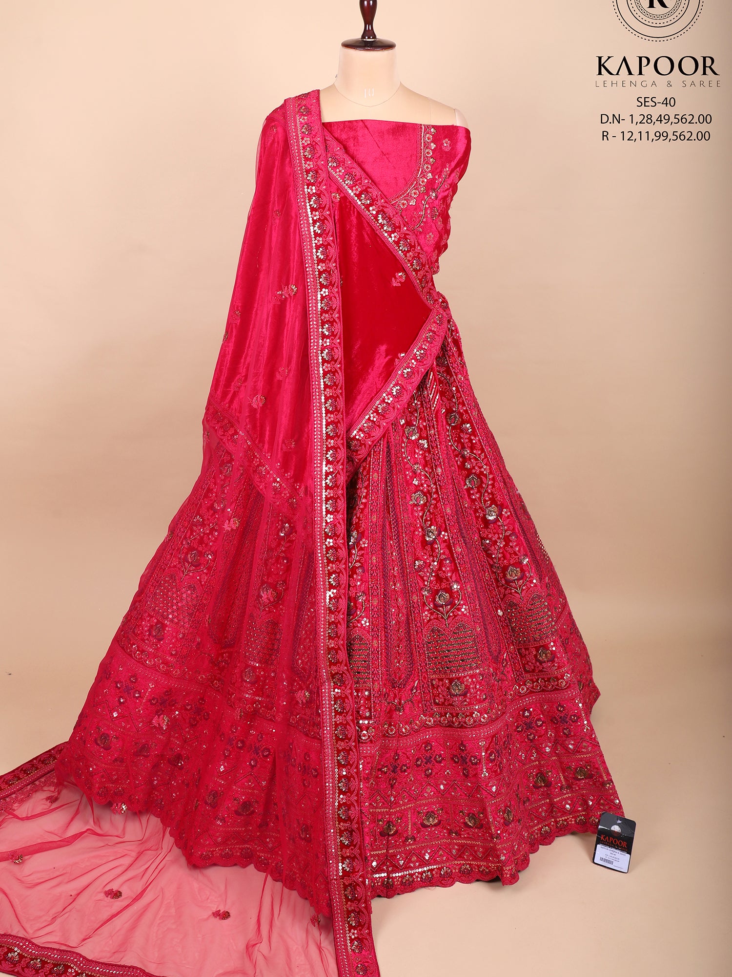 Majestic Rani Velvet Jarkan Mirror Bridal Lehenga