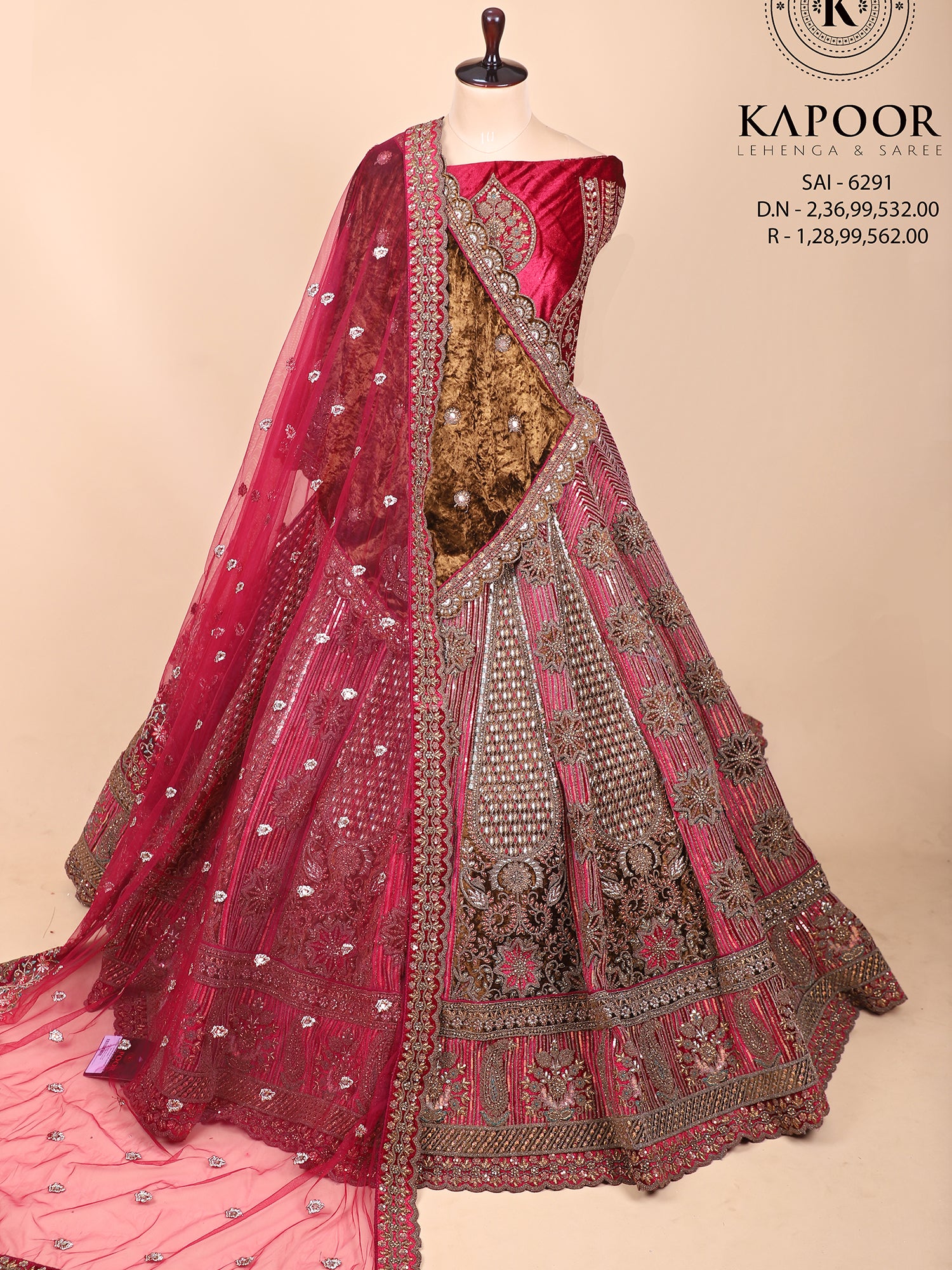 Wine Velvet Lehenga With Handcrafted Jarkan & Sequin Work