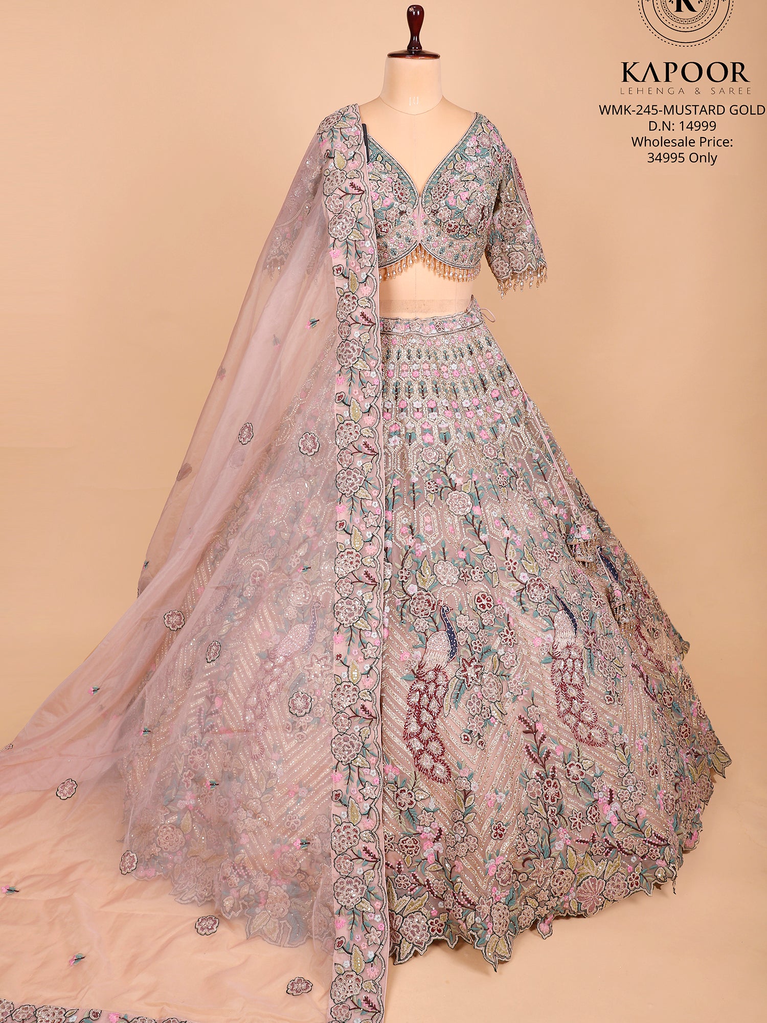 Onion Pink Butterfly Net Designer Lehenga