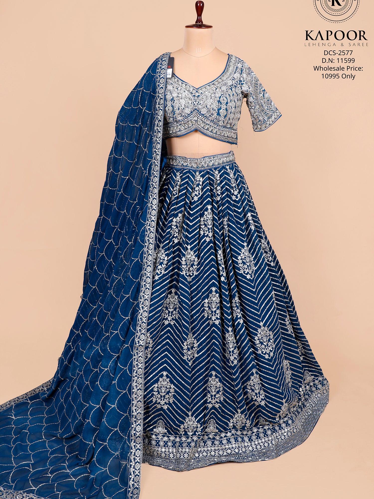 Royal Blue Zardozi Georgette Lehenga
