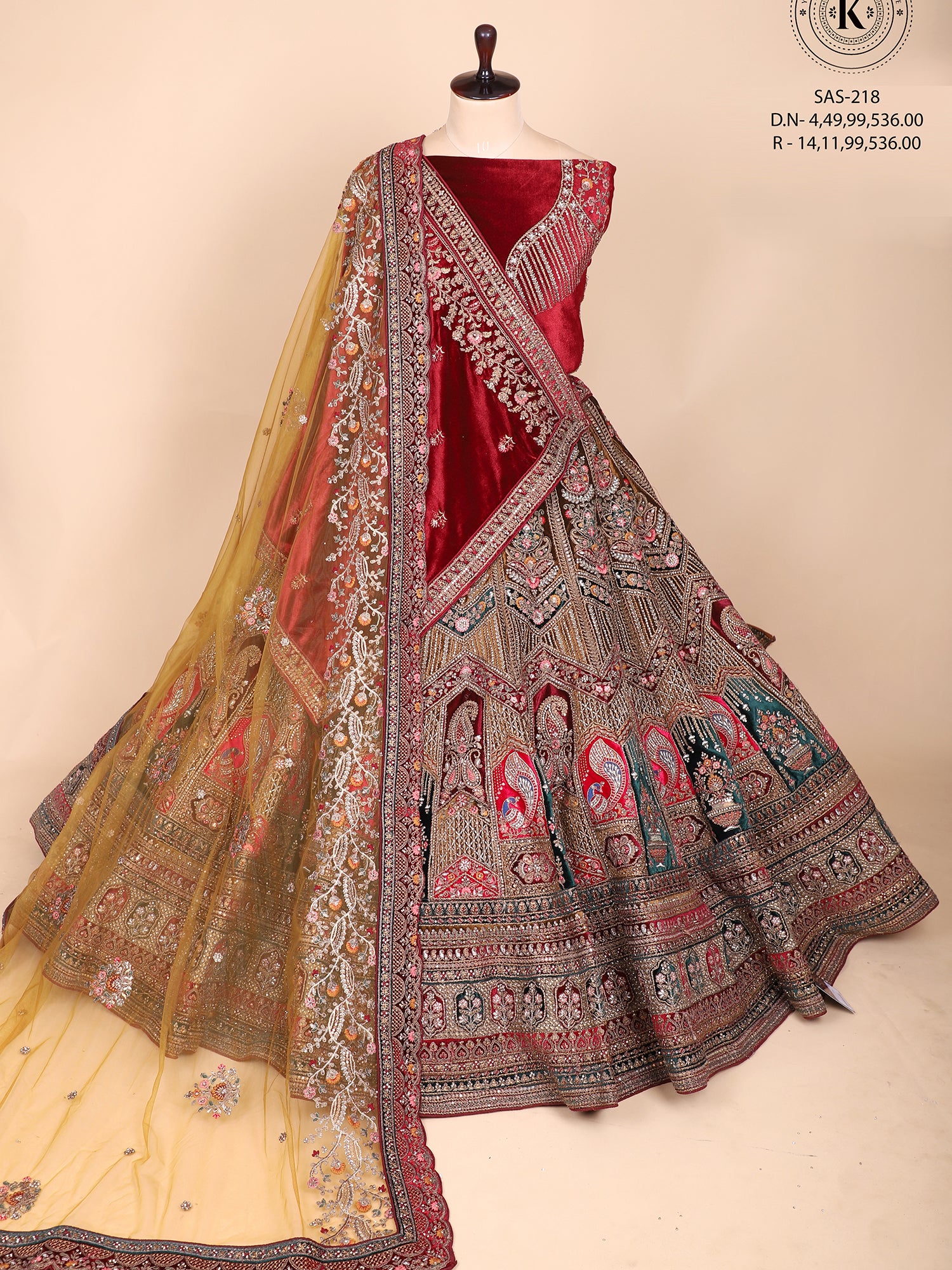Eternal Multi Velvet Lehenga Adorned With Celestial Jarkan Detailing