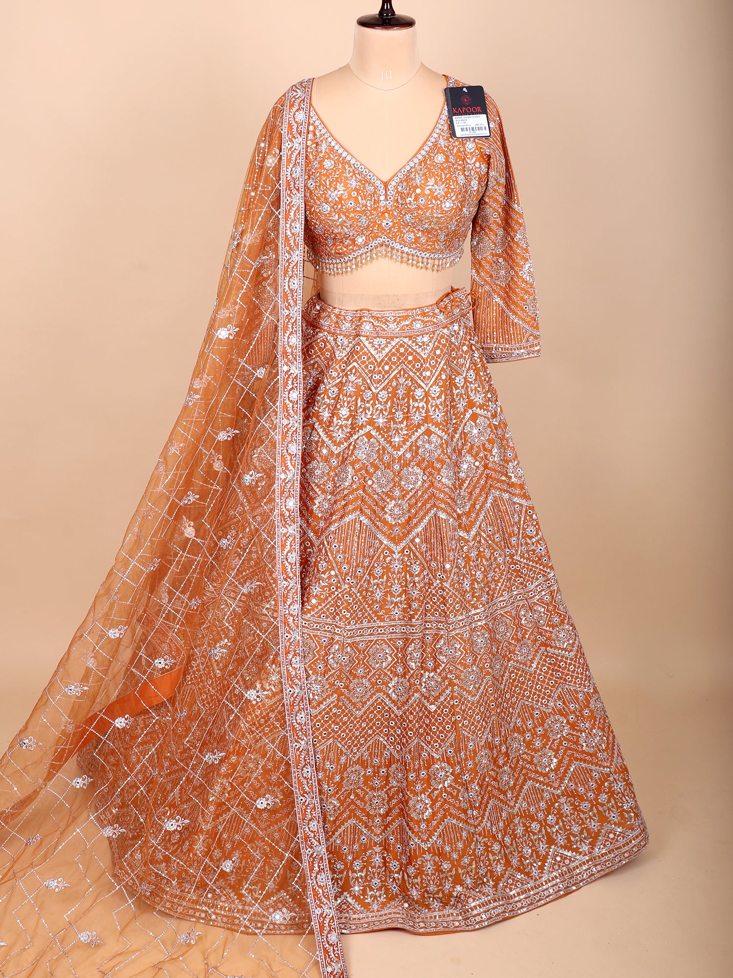 Tangerine Twist Orange Threadwork Lehenga
