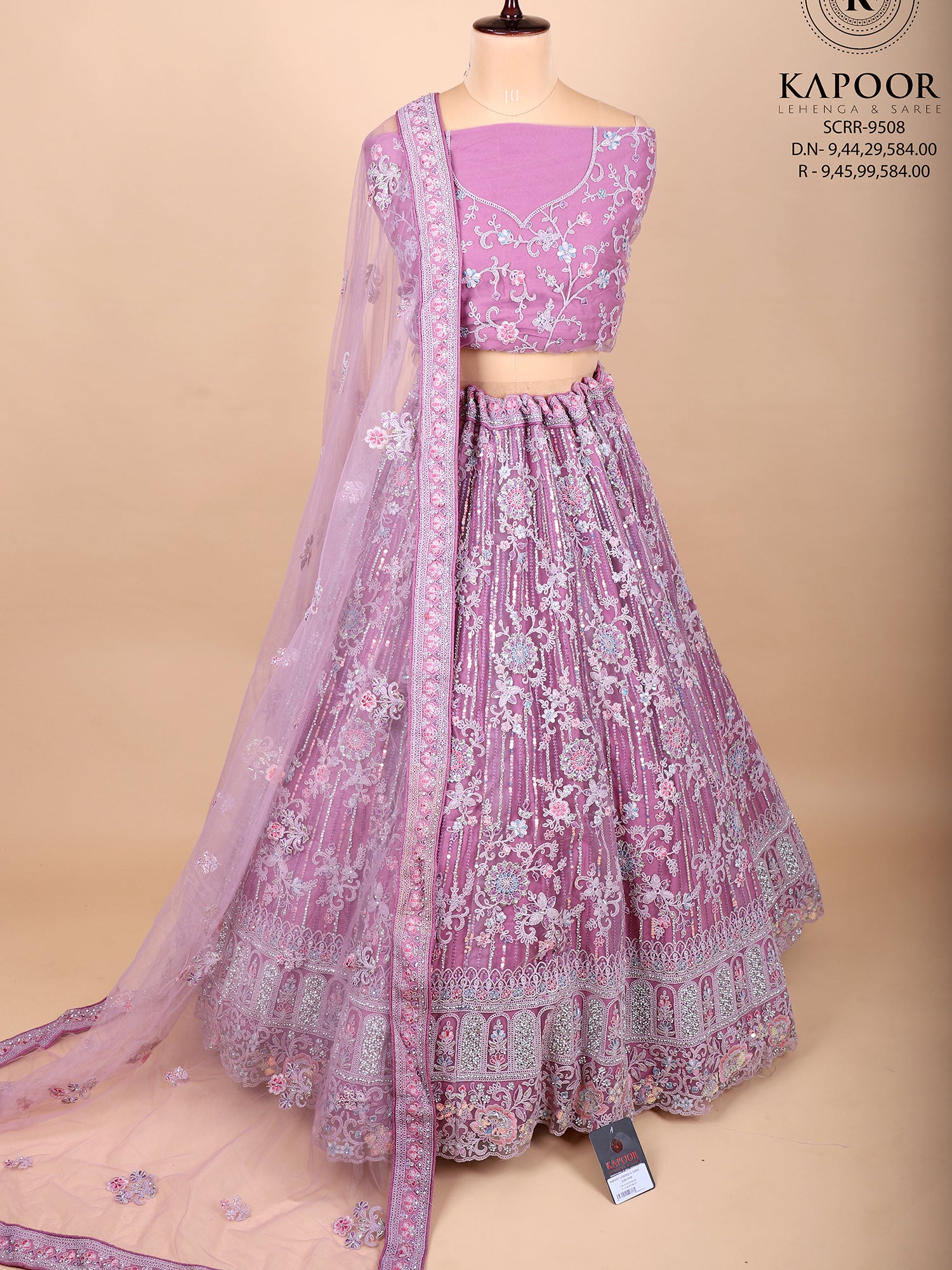 Embroidered Onion Pink Net Lehenga