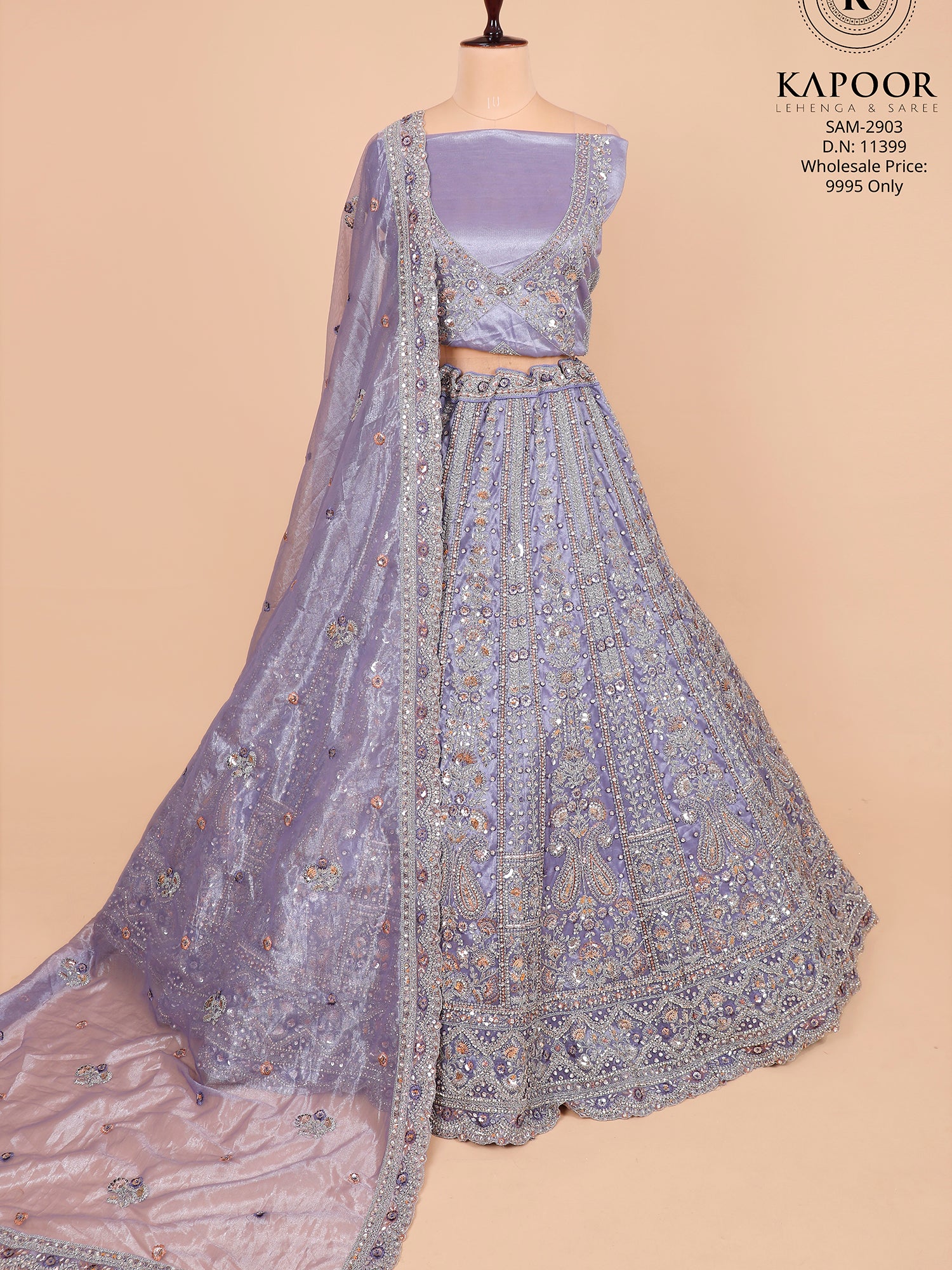Handcrafted Lavender Lehenga