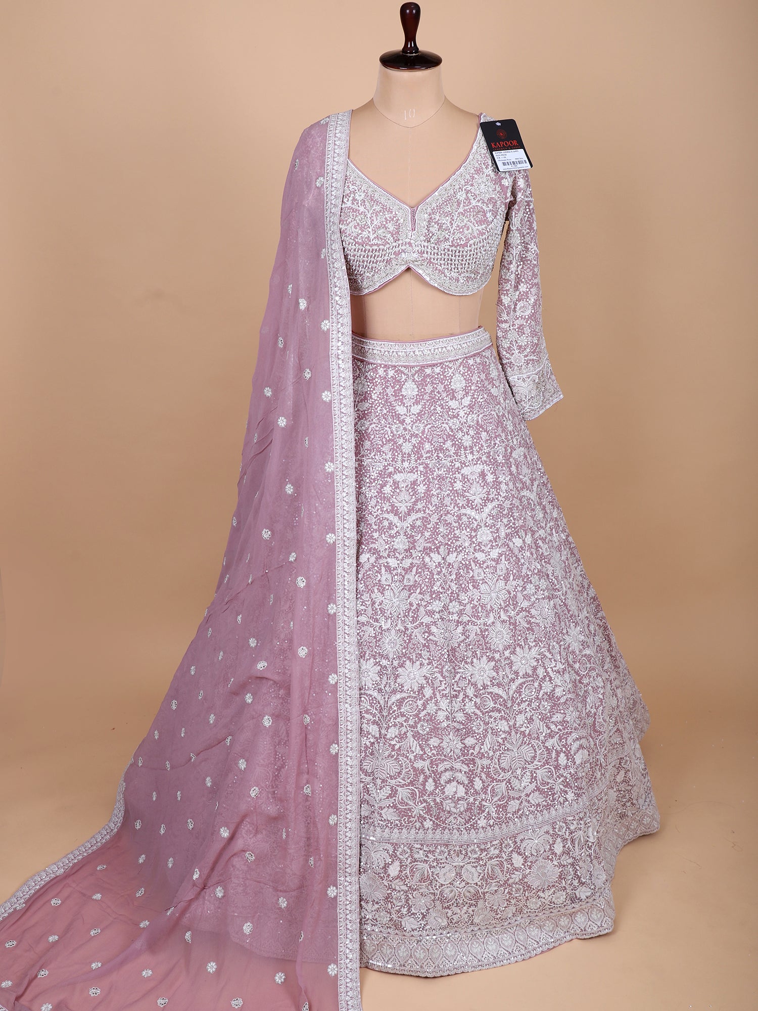 Lavender Lehenga With Thread Work And Dupatta