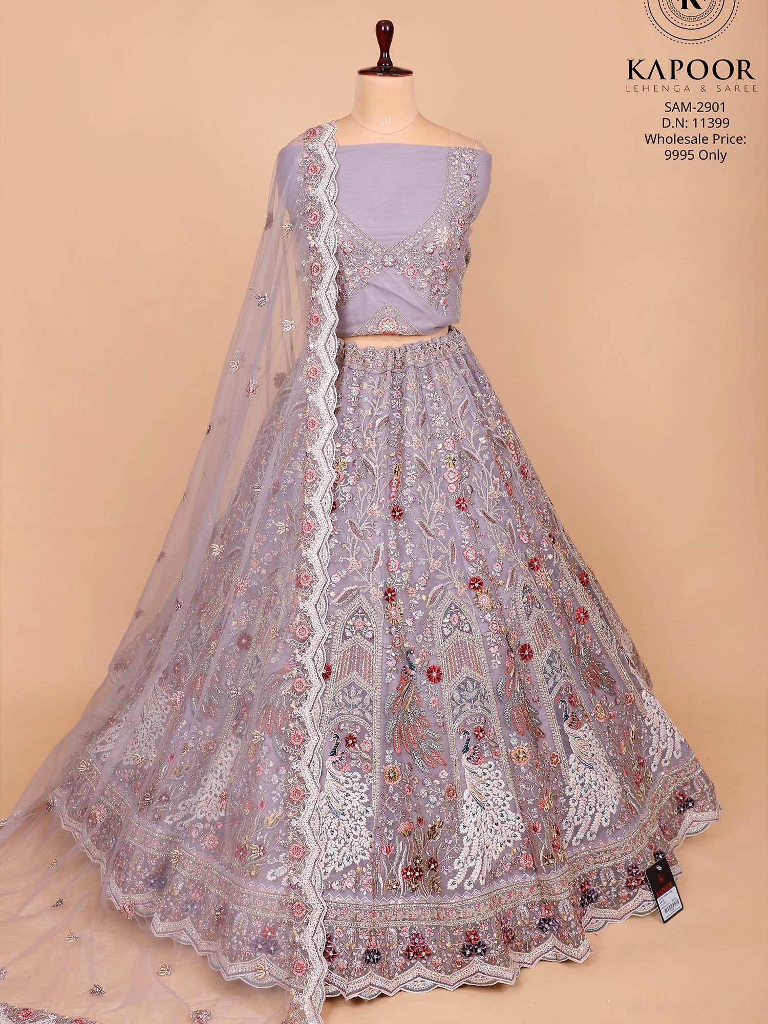 Designer Lavender Net Lehenga
