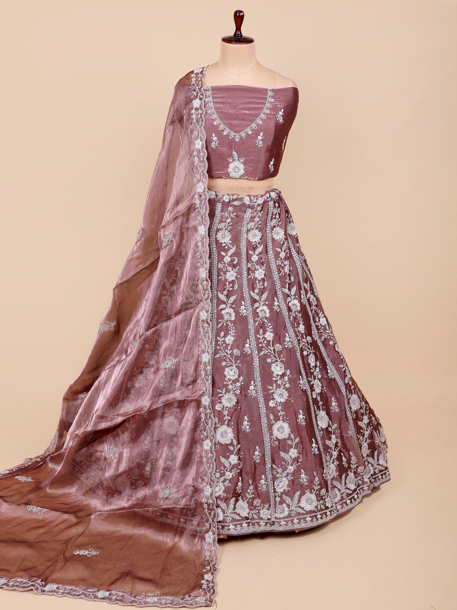 Baby Pink Sparkle Silk Lehenga