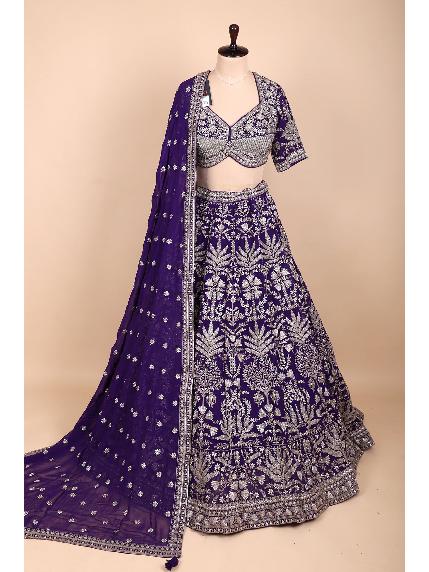 Elegant Purple Georgette Lehenga With Hand Embroidery