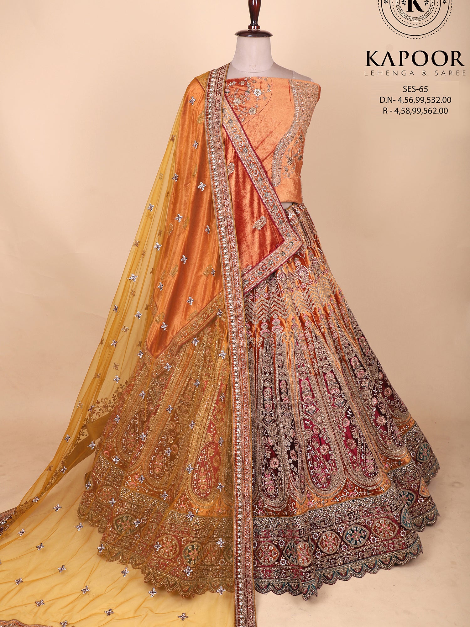 Vibrant Multi-Colour Bridal Lehenga With Embroidery