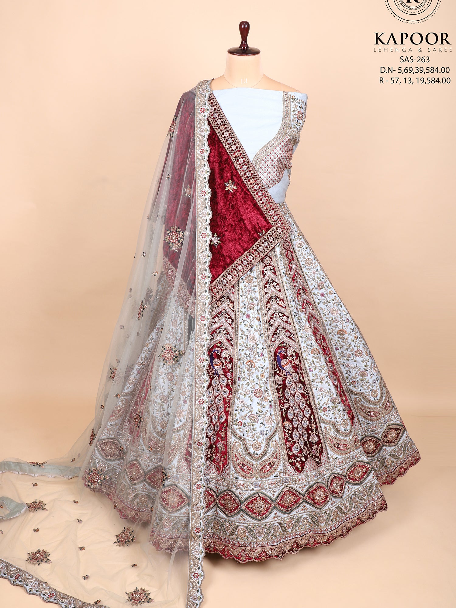 Light Pista Silk Lehenga With Handwork