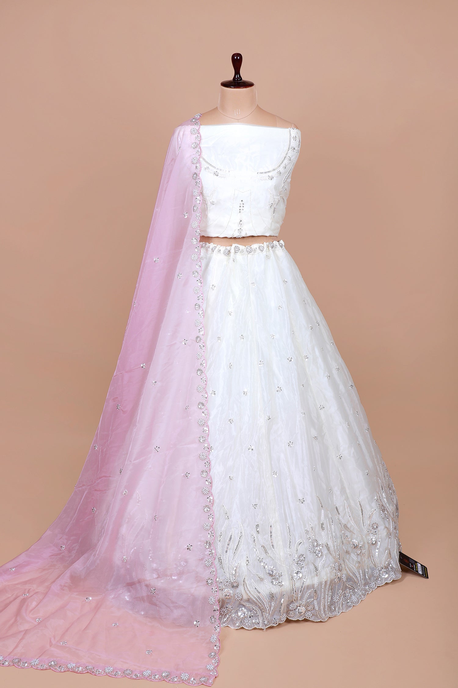 White Pink Lehenga With Tone-To-Tone Embroidery