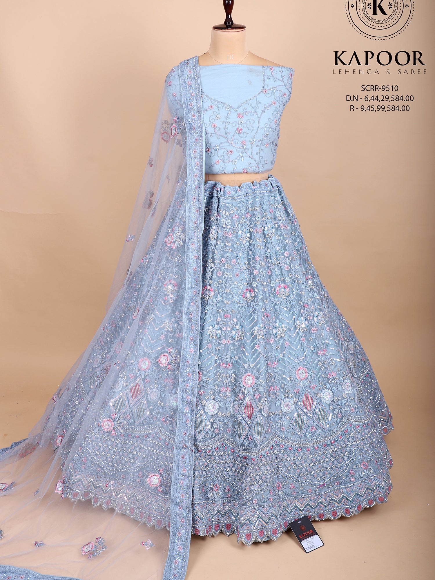 Ky Blue Net Jarkan Lehenga – Elegant Bridal & Party Wear