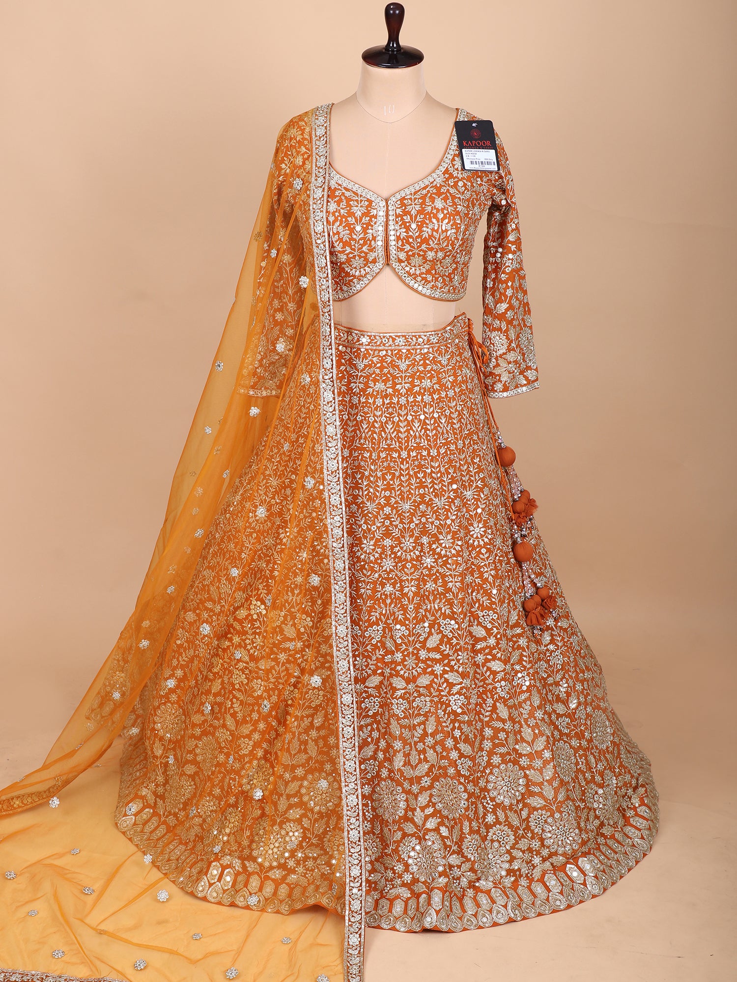 Orange Georgette Lehenga With Jarkan Work