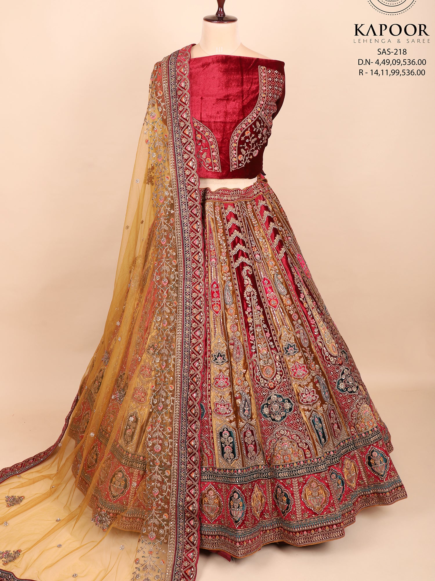 Multicolor Bridal Lehenga With Jarkan & Mirror Work