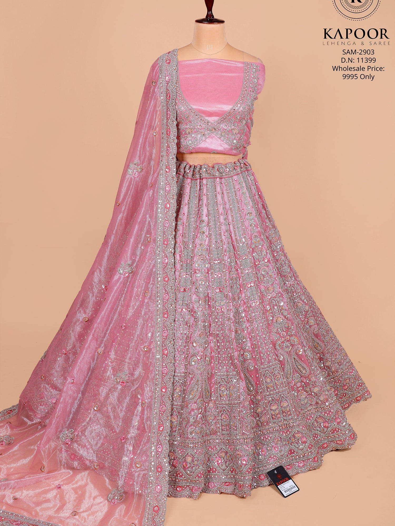Pink Jimmy Choo Lehenga With Heavy Thread