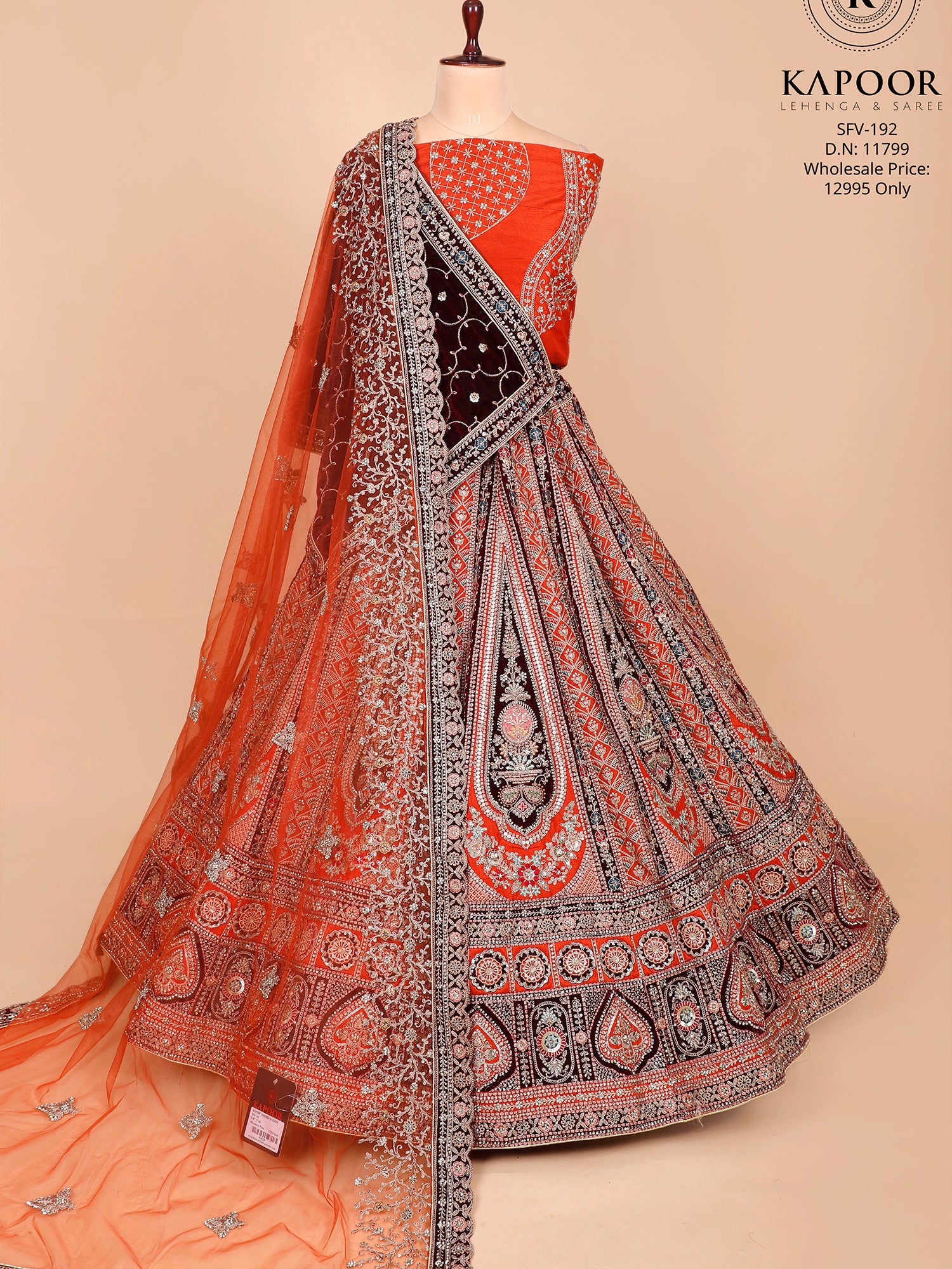 Multi-Tone Velvet Lehenga