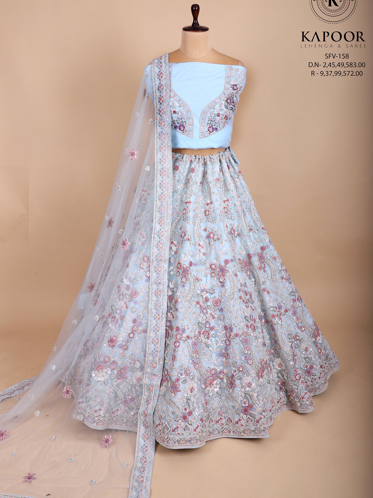 Radiate Elegance In Sky Blue Net Jarkan Lehenga