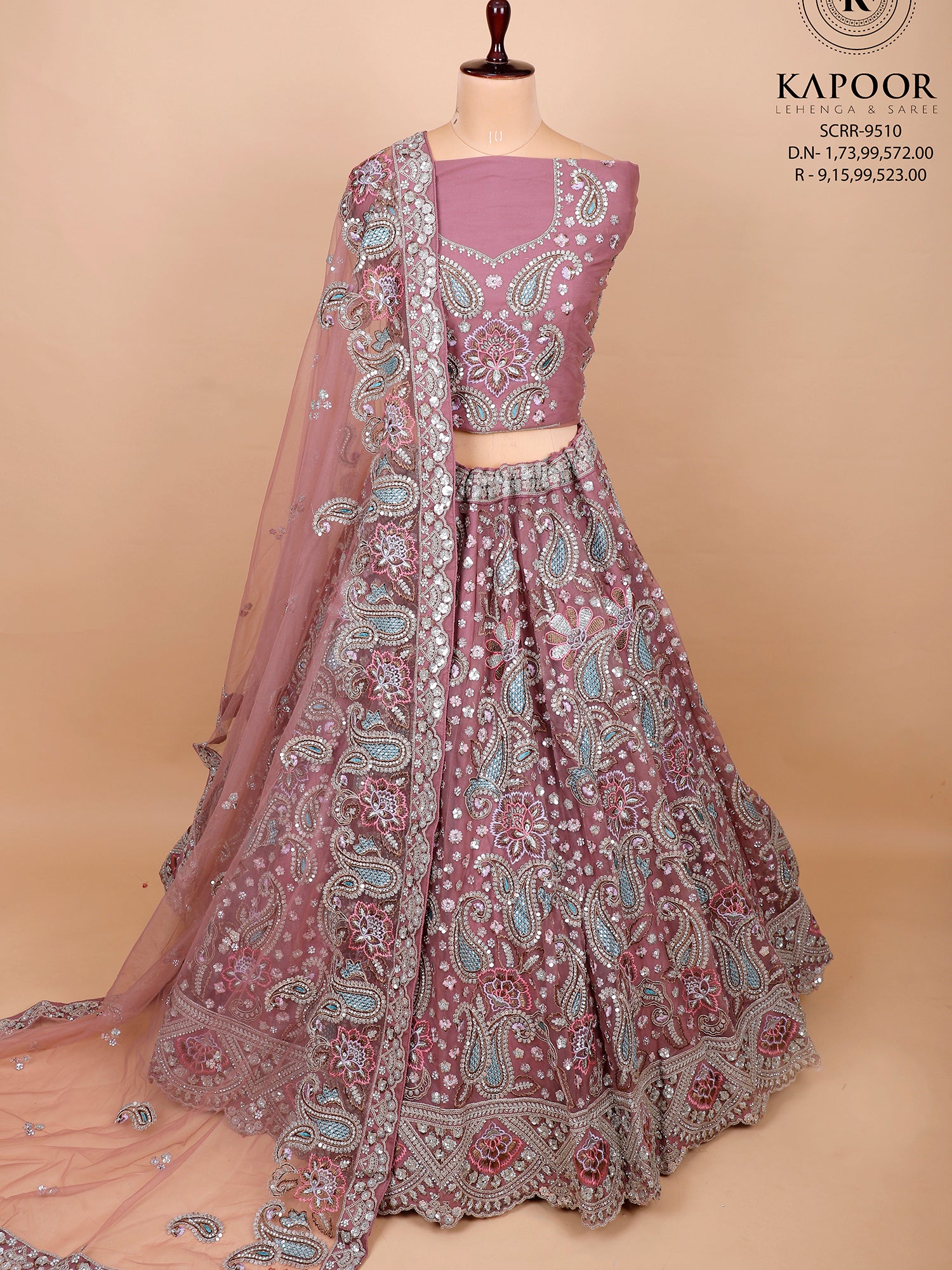 Onion Pink Net Lehenga With Sequins