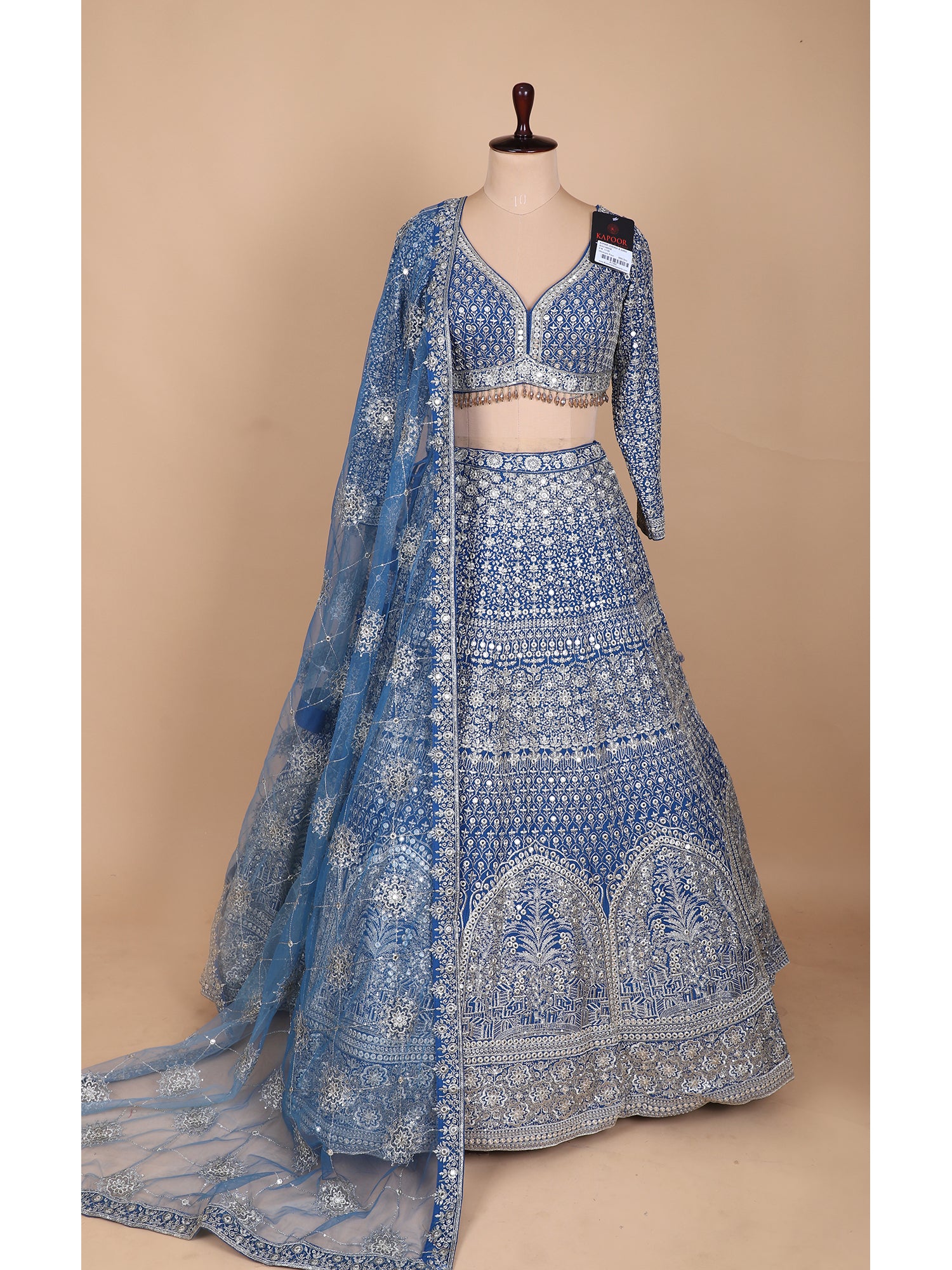 Handcrafted Royal Blue Georgette Lehenga