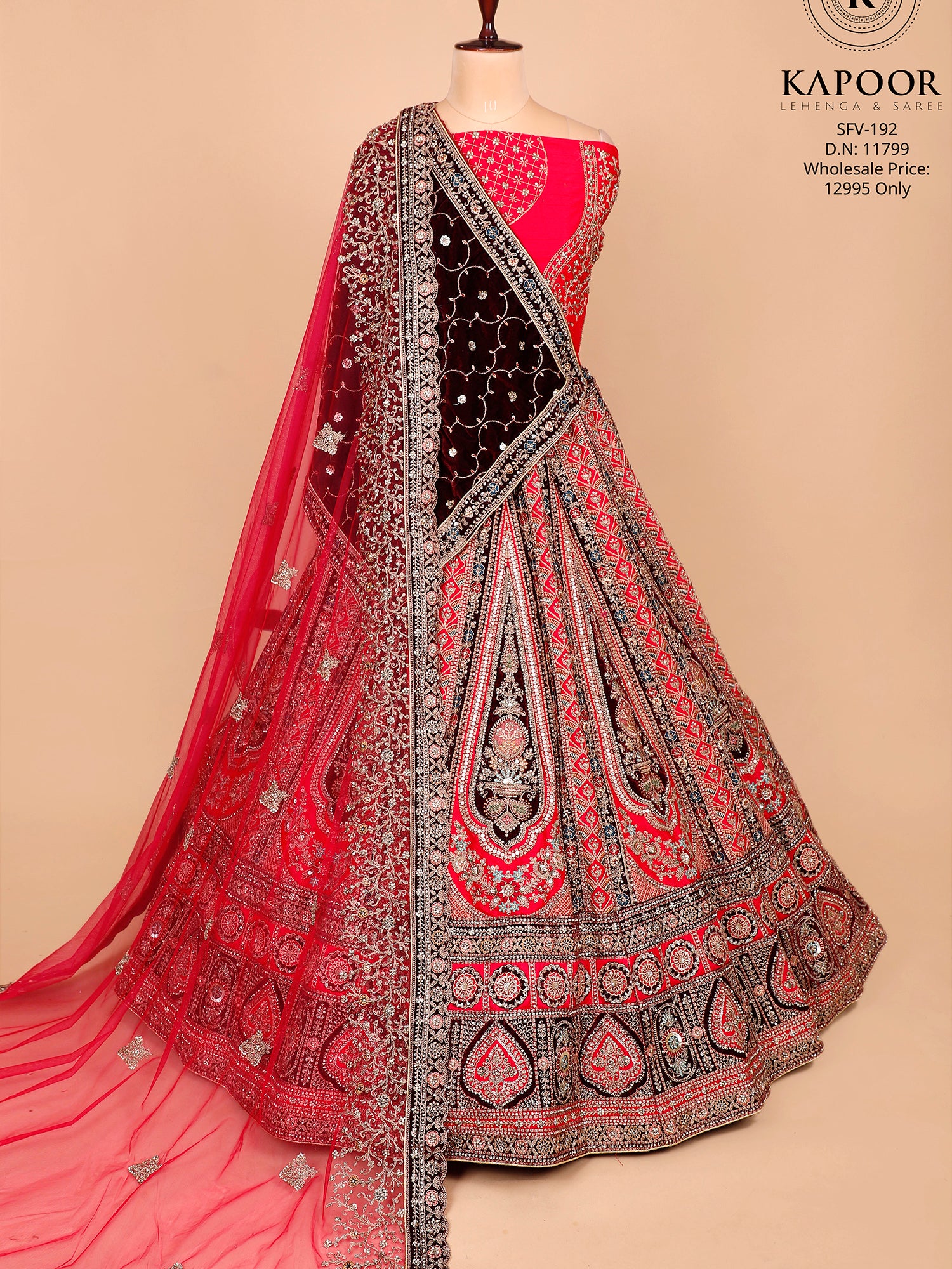 Multicolor Velvet Patchwork Lehenga
