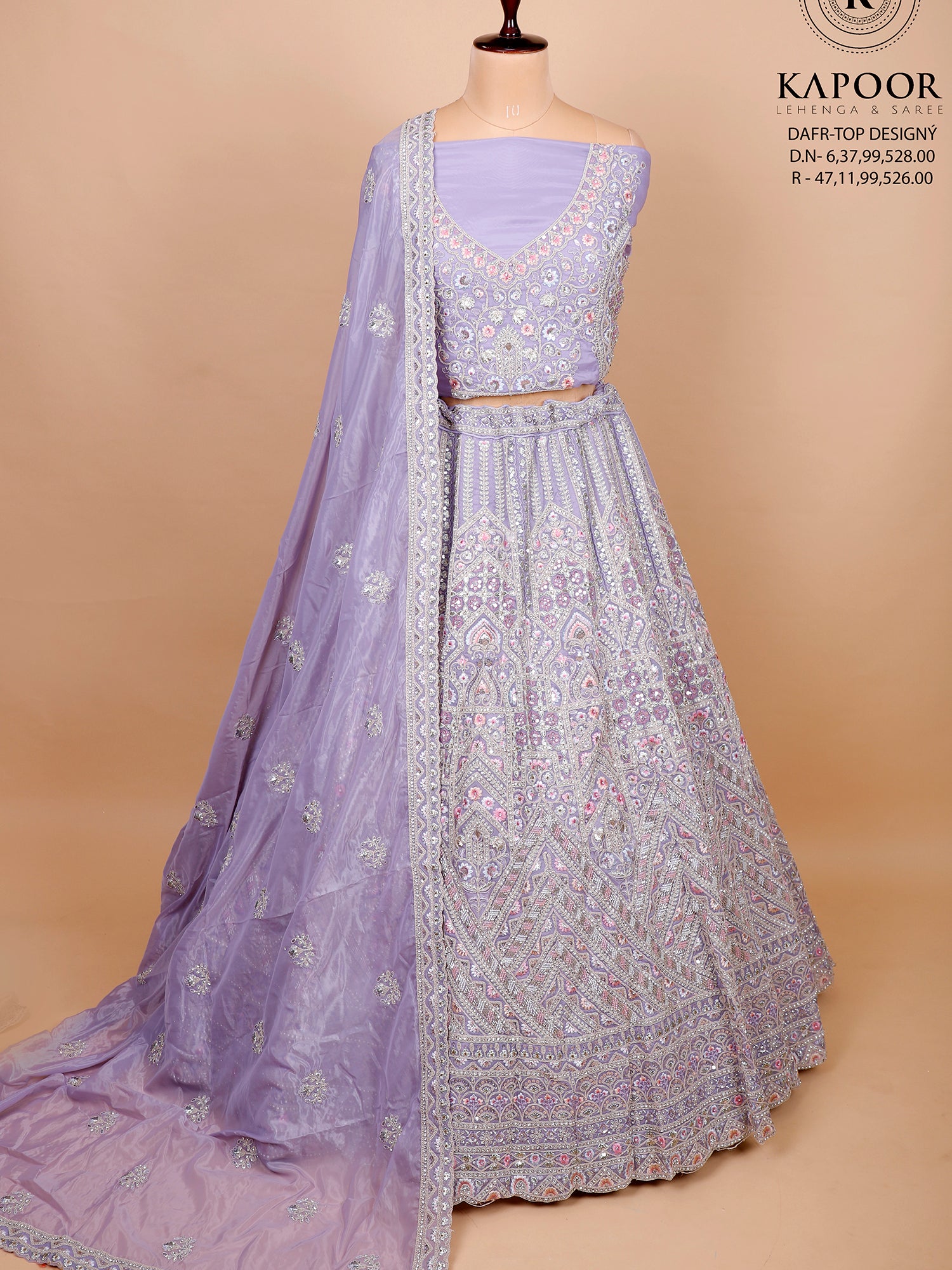 Light Purple Silk Lehenga With Handwork And Beadwork
