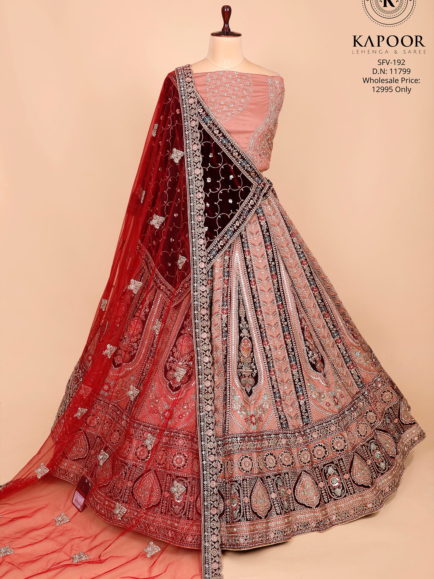 Velvet Multi Embroidery Patchwork Lehenga