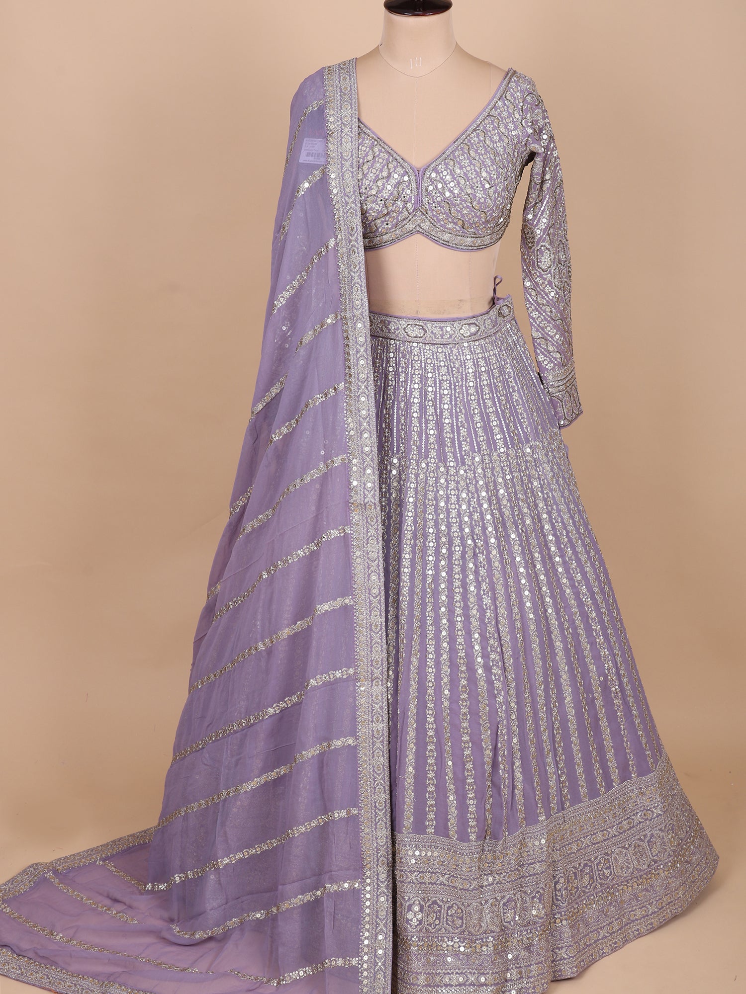 Soft Lavender Lehenga With Hand Embroidery