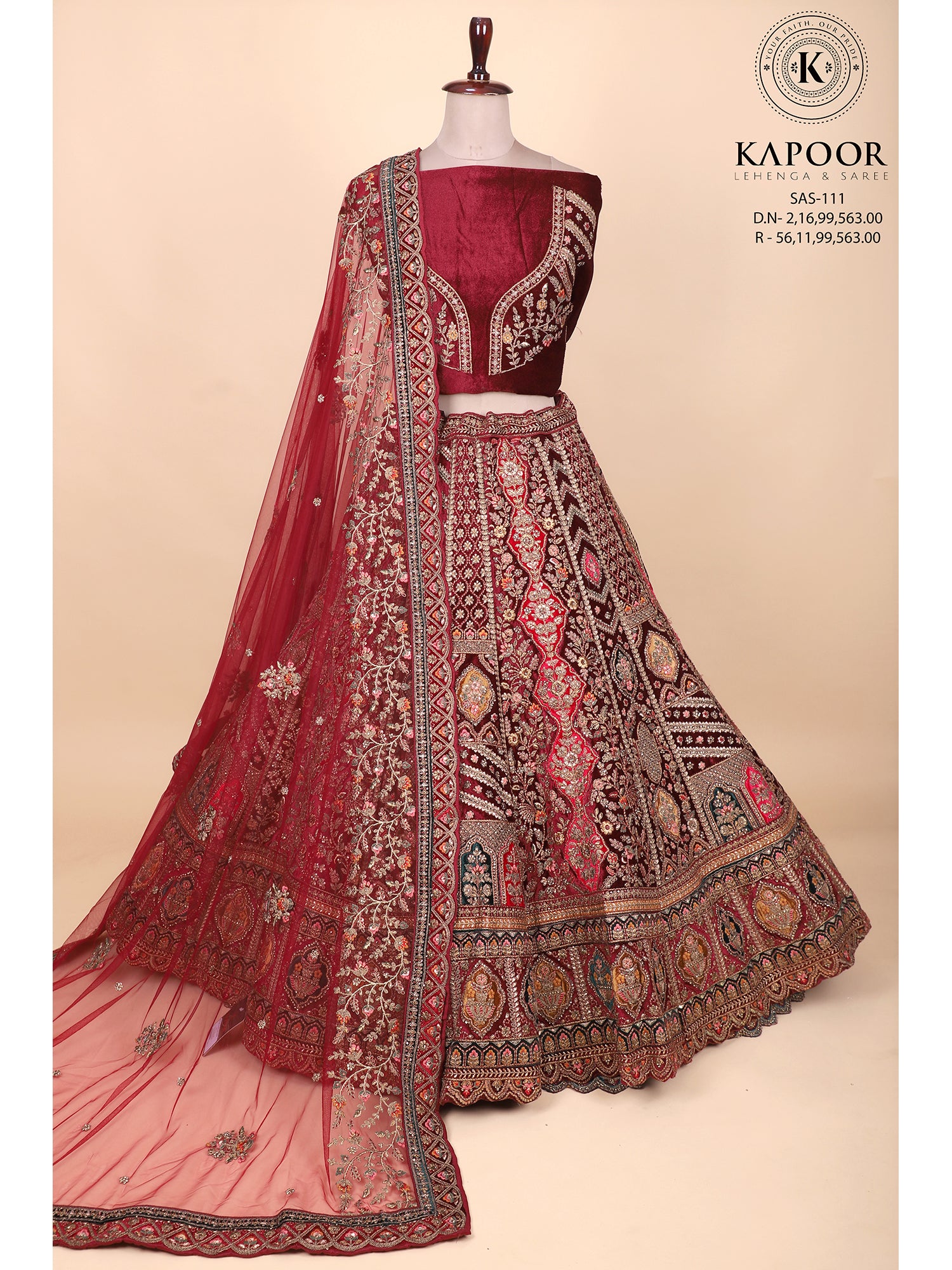 Classic Red Bridal Lehenga With Jarkan & Sequin Embroidery