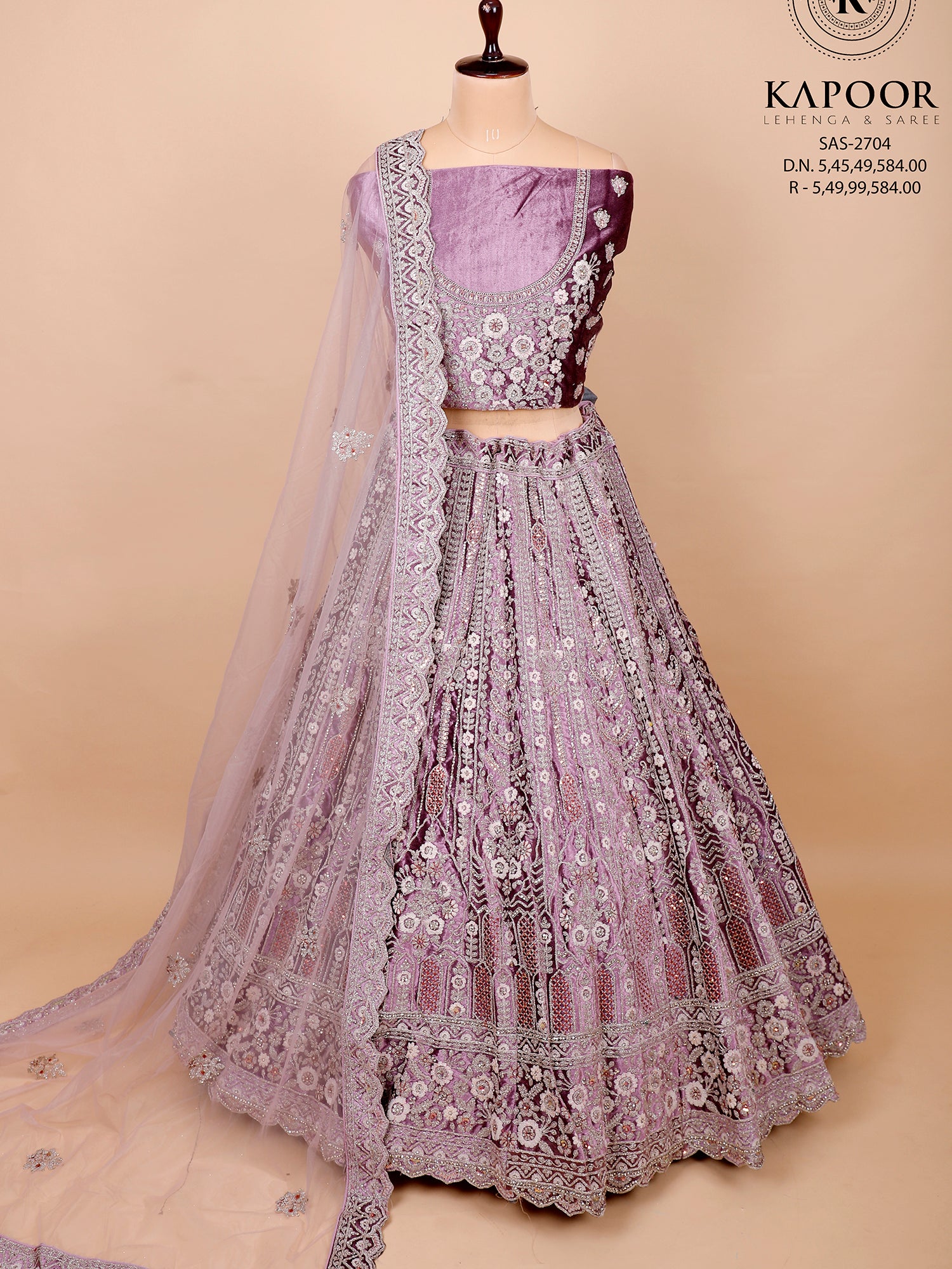 Onion Pink Velvet Lehenga With Jarkan Work