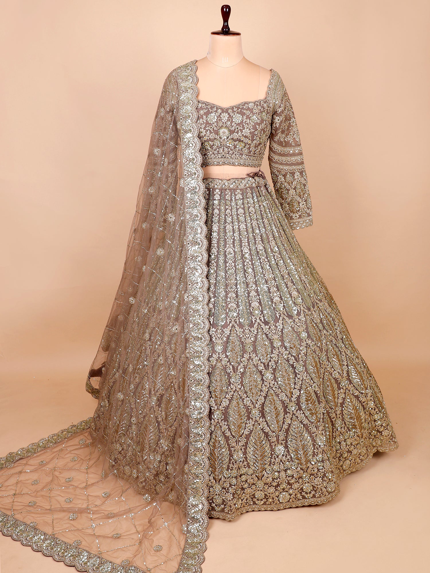Chickoo Designer Threadwork Lehenga