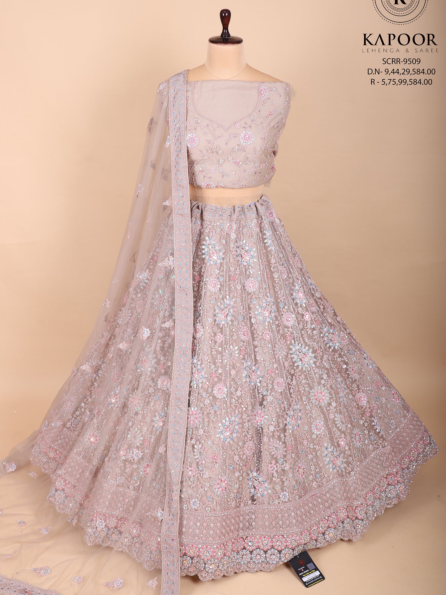 Peach Glow Jarkan Embellished Bridal Lehenga