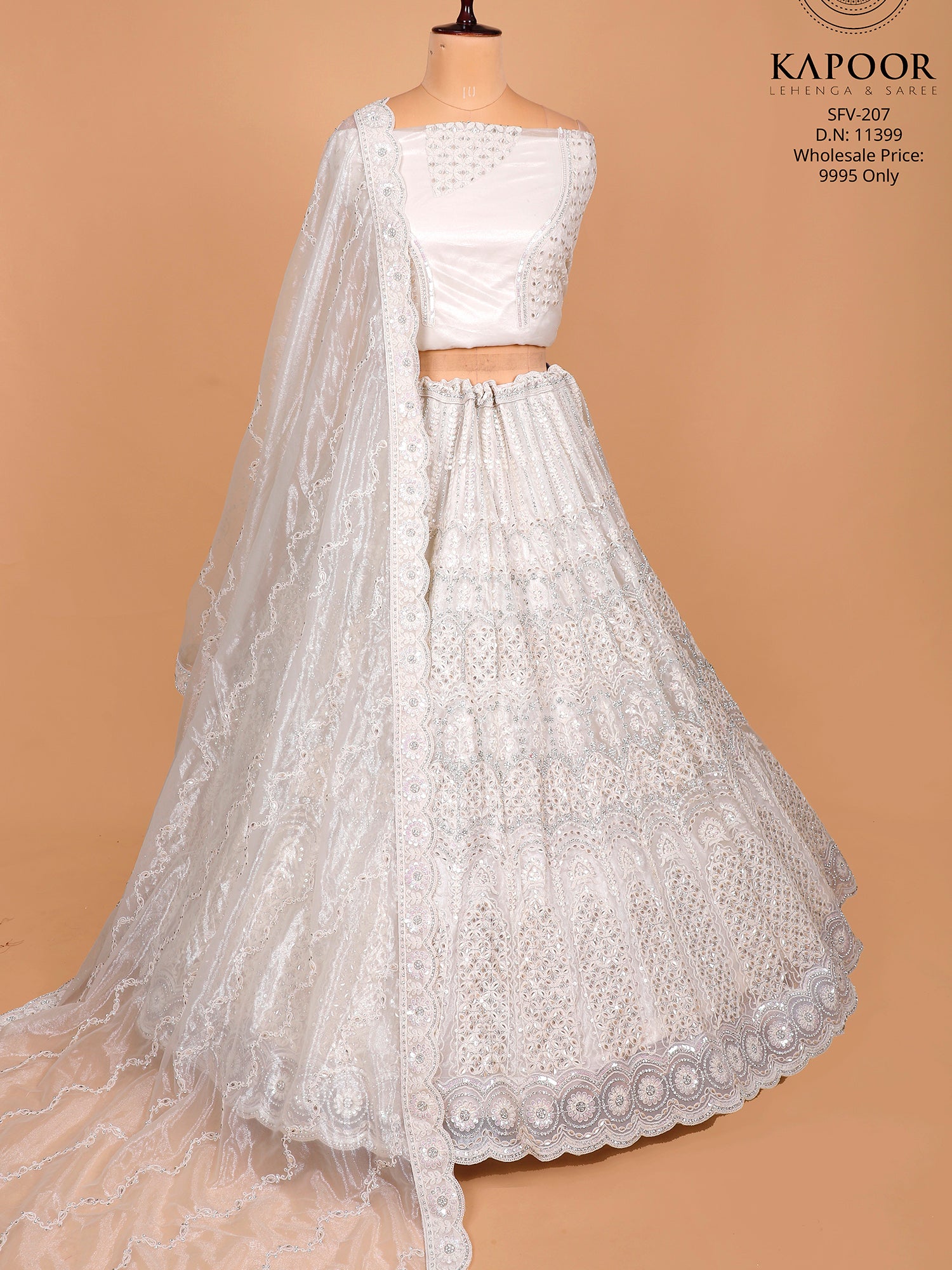 White Net Sider Lehenga With Zarkan