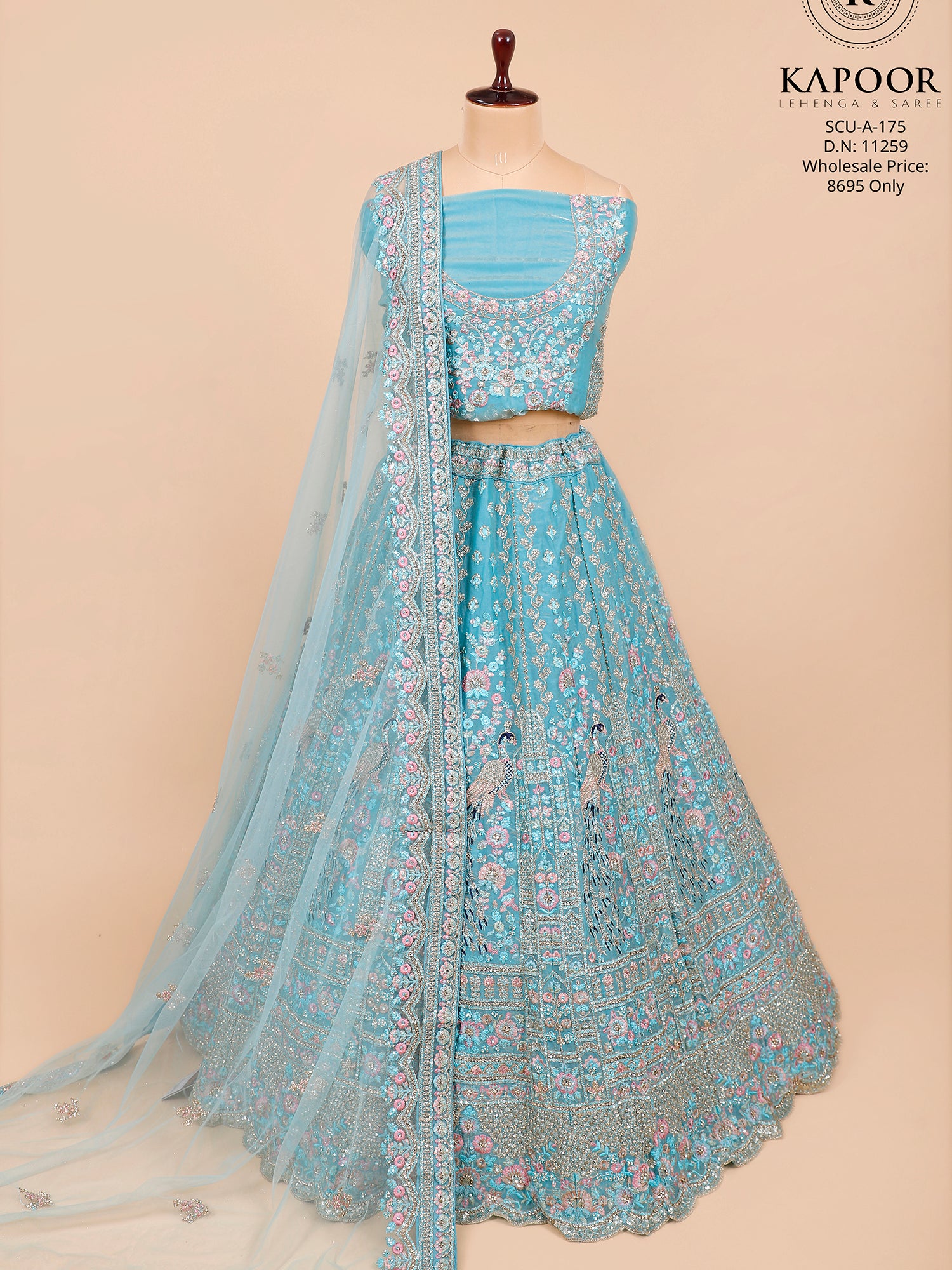 Rama Blue Georgette Lehenga With Sequins