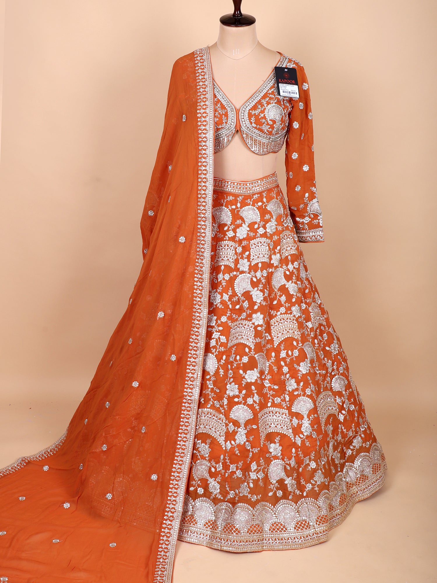 Orange Georgette Embroidered Lehenga Set