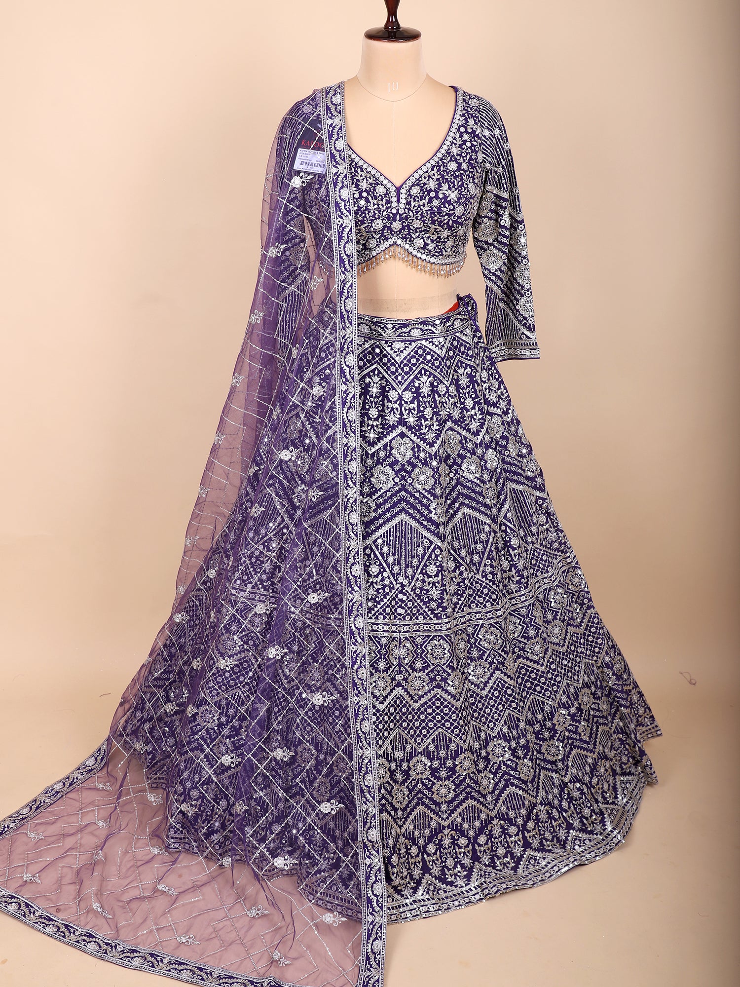 Plum Grace Purple Threadwork Lehenga